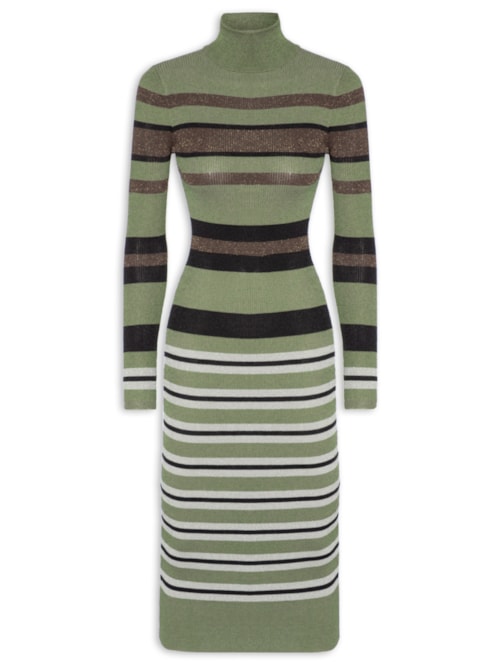 Vestido Colorido Stripes Lurex - Verde