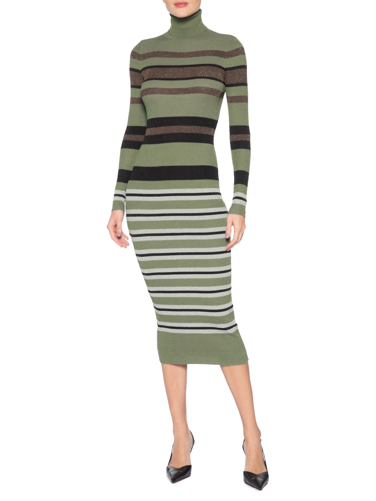 Vestido Colorido Stripes Lurex Verde Animale