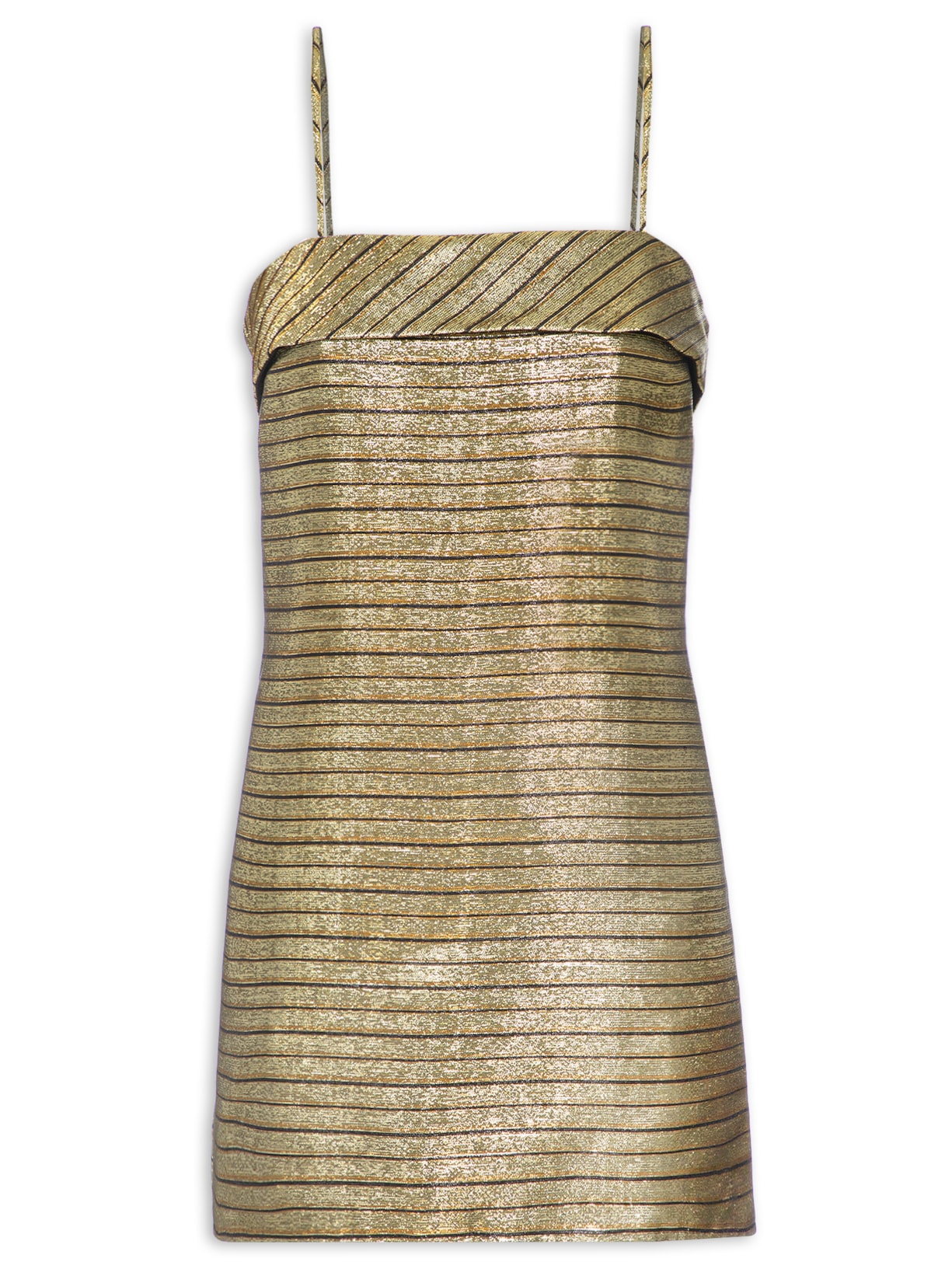 Vestido Com Alça E Sobreposição - Dourado