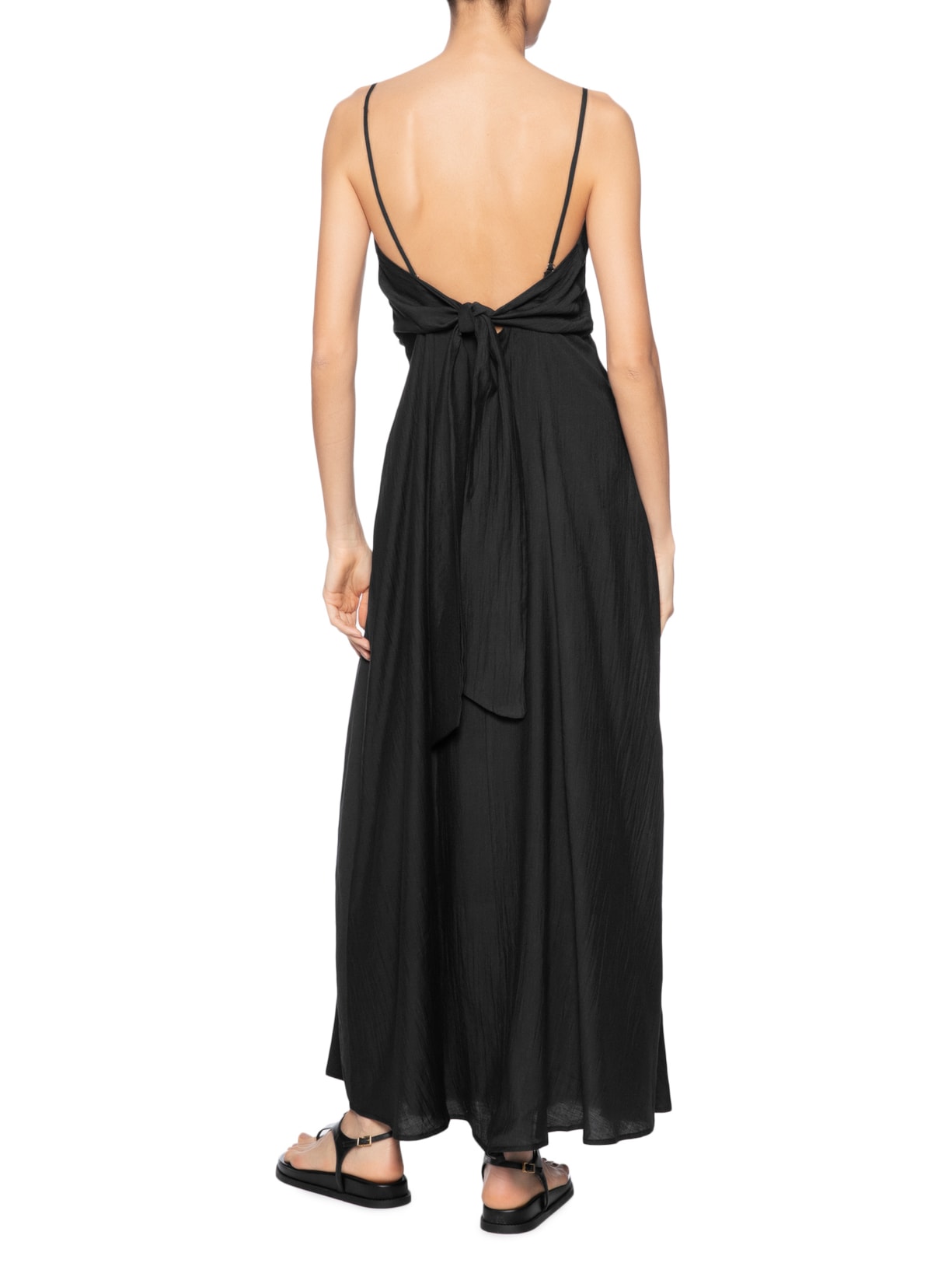 Vestido Com Amarração Nas Costas Preto Basiq