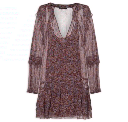 Vestido Com Babados - Roxo