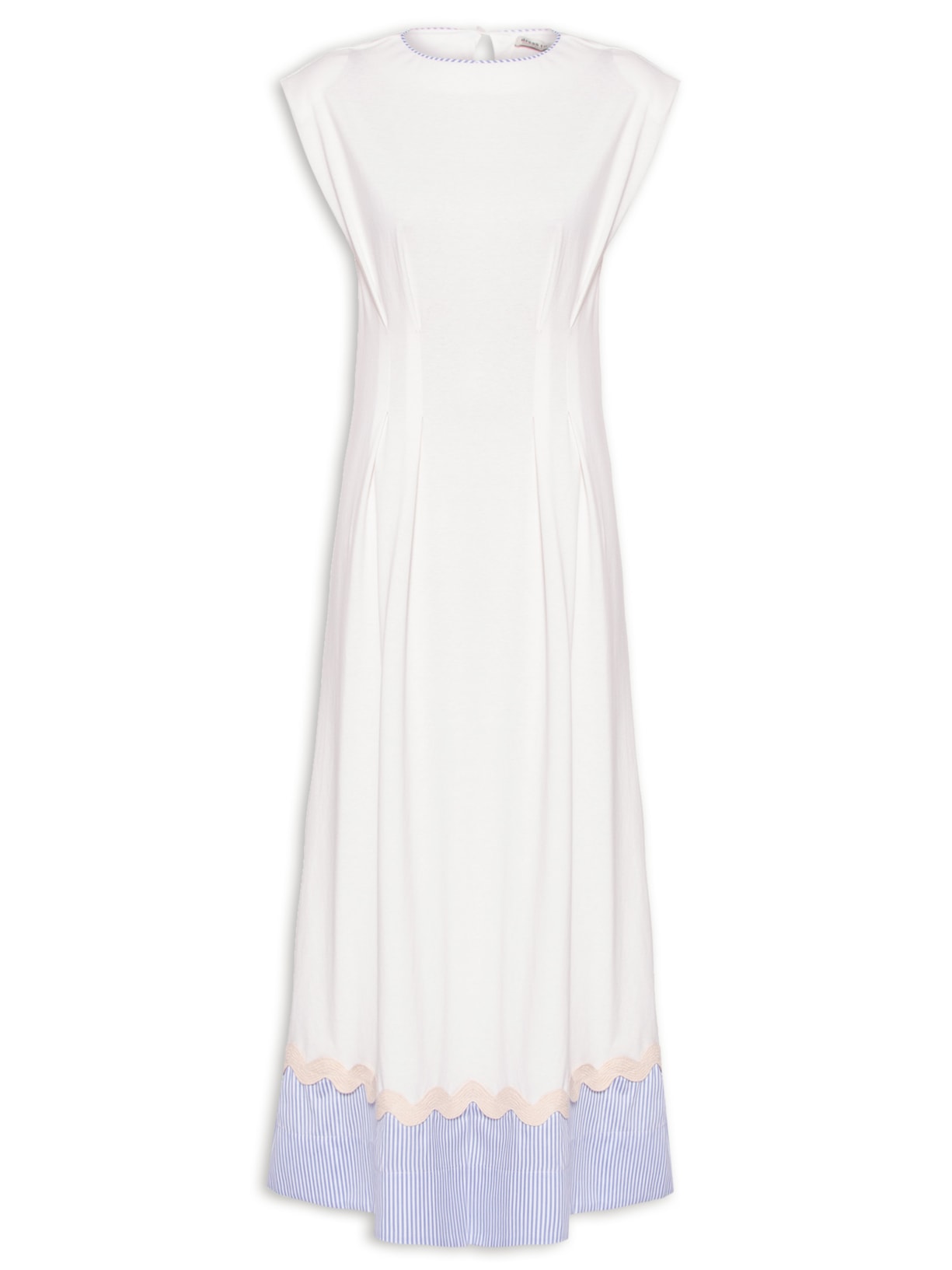 Vestido Com Barra Listra - Off White