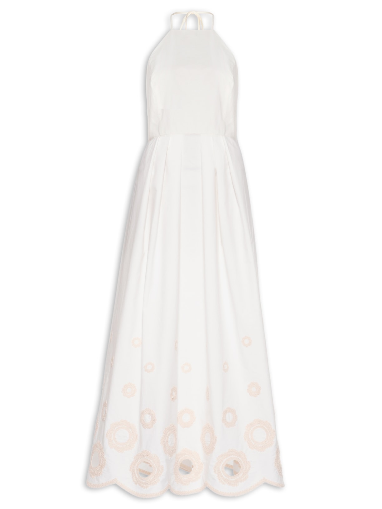 Vestido Com Bordado Na Barra - Branco