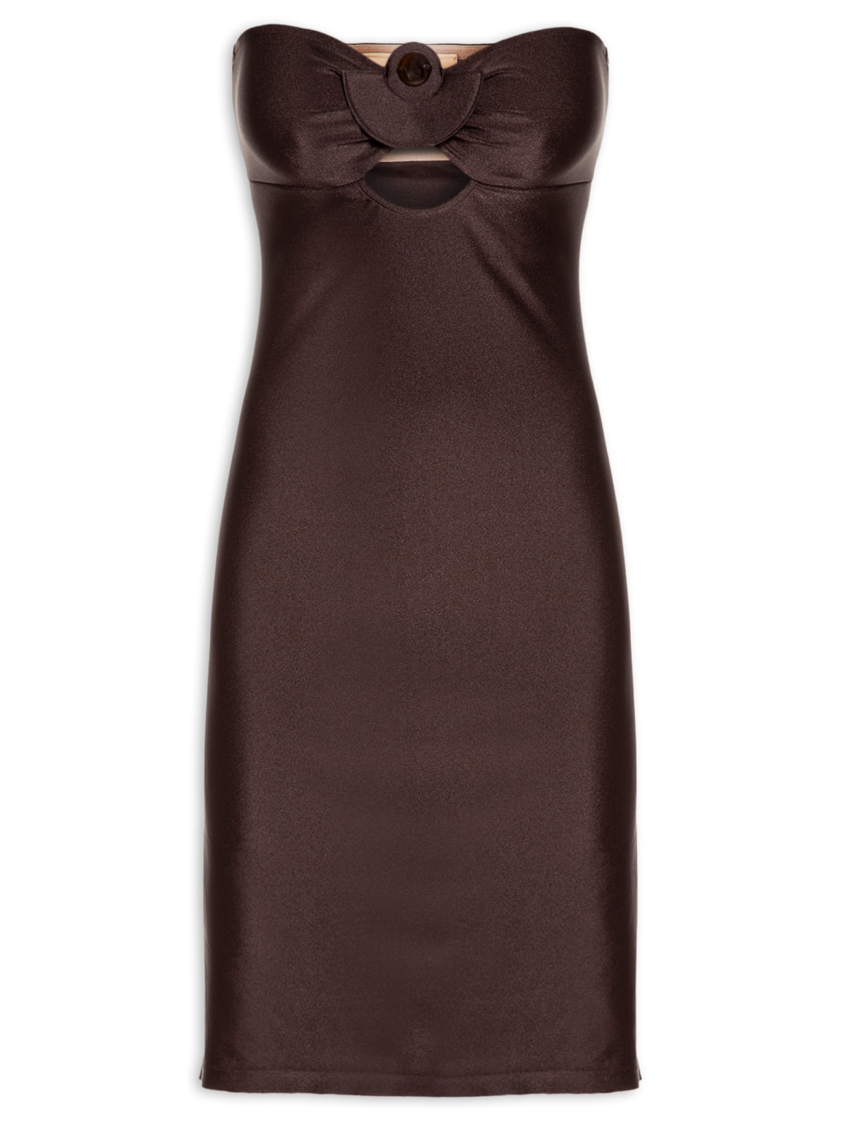 Vestido Com Fendas Detalhe - Marrom