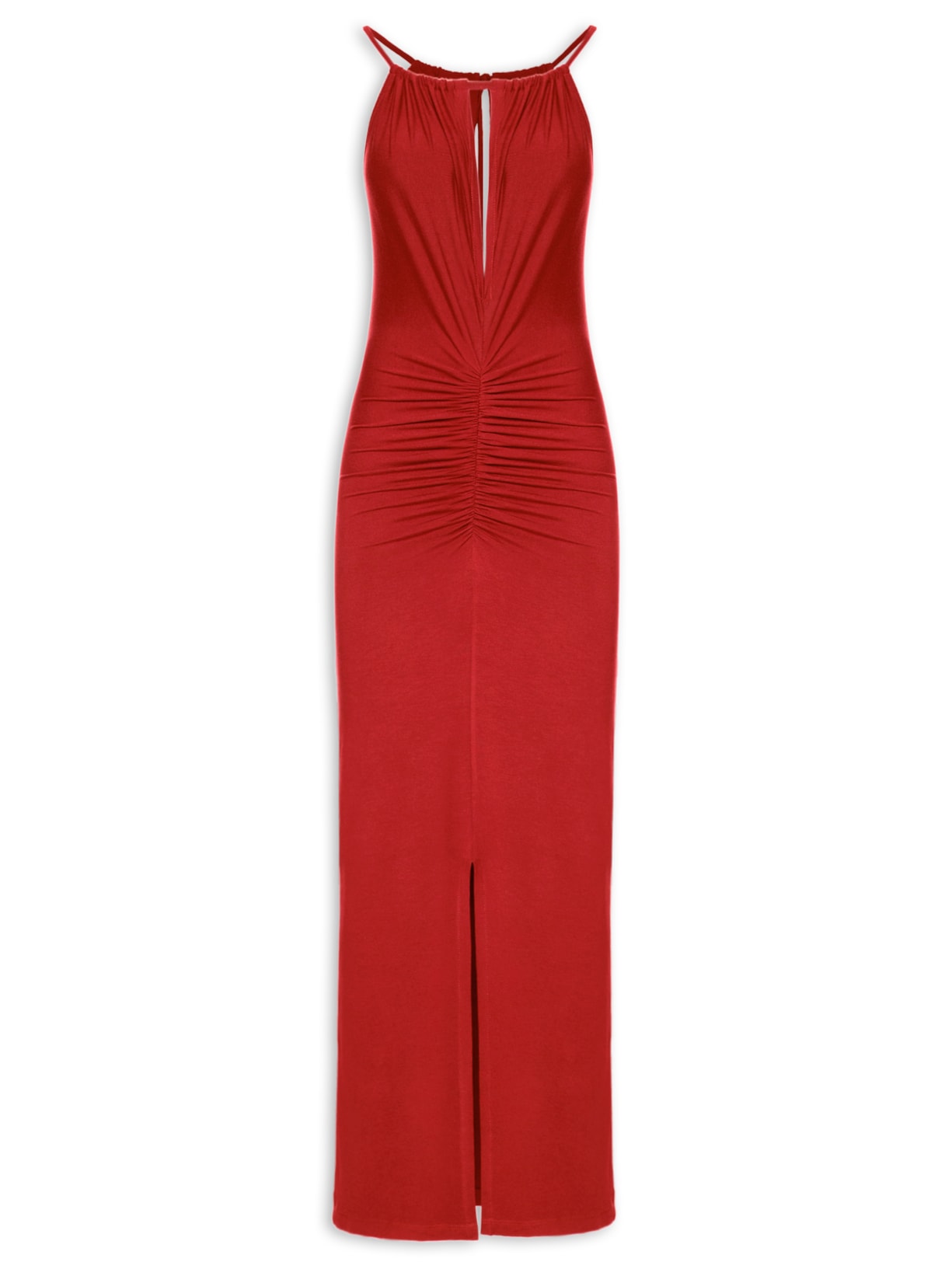 Vestido Com Franzido - Vermelho