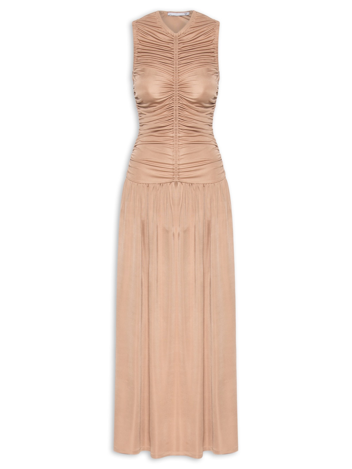 Vestido Com Franzidos - Bege