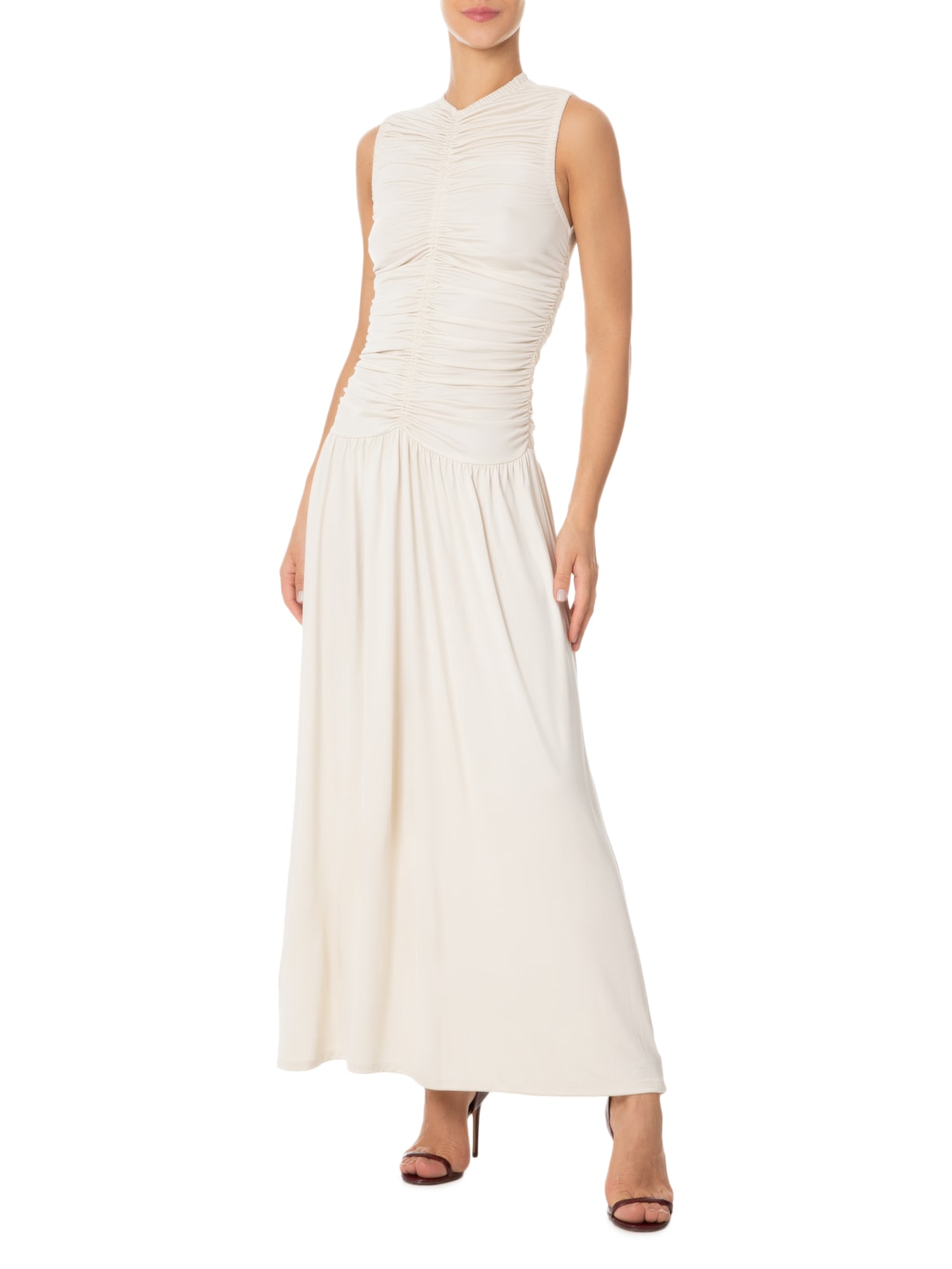 Vestido Com Franzidos Off White '2Essential