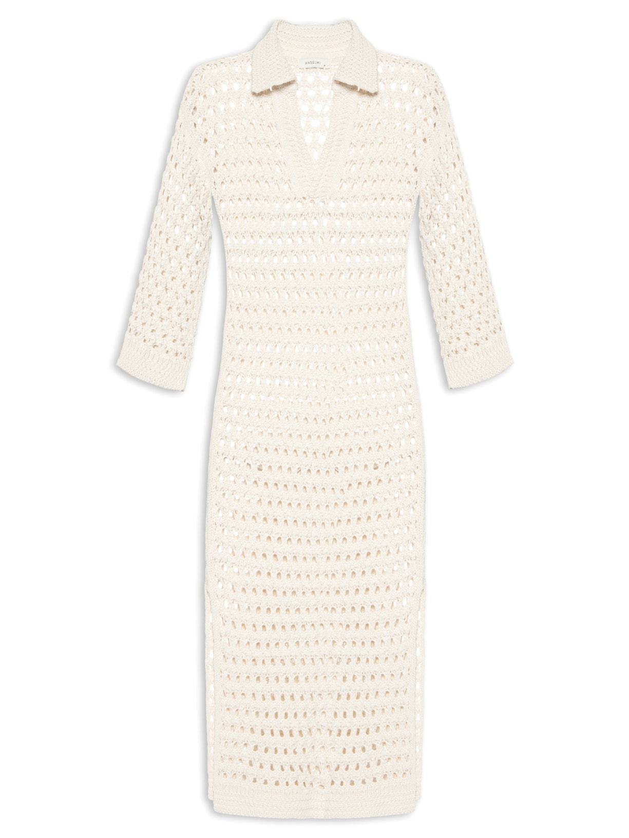 Vestido Com Gola Polo - Bege