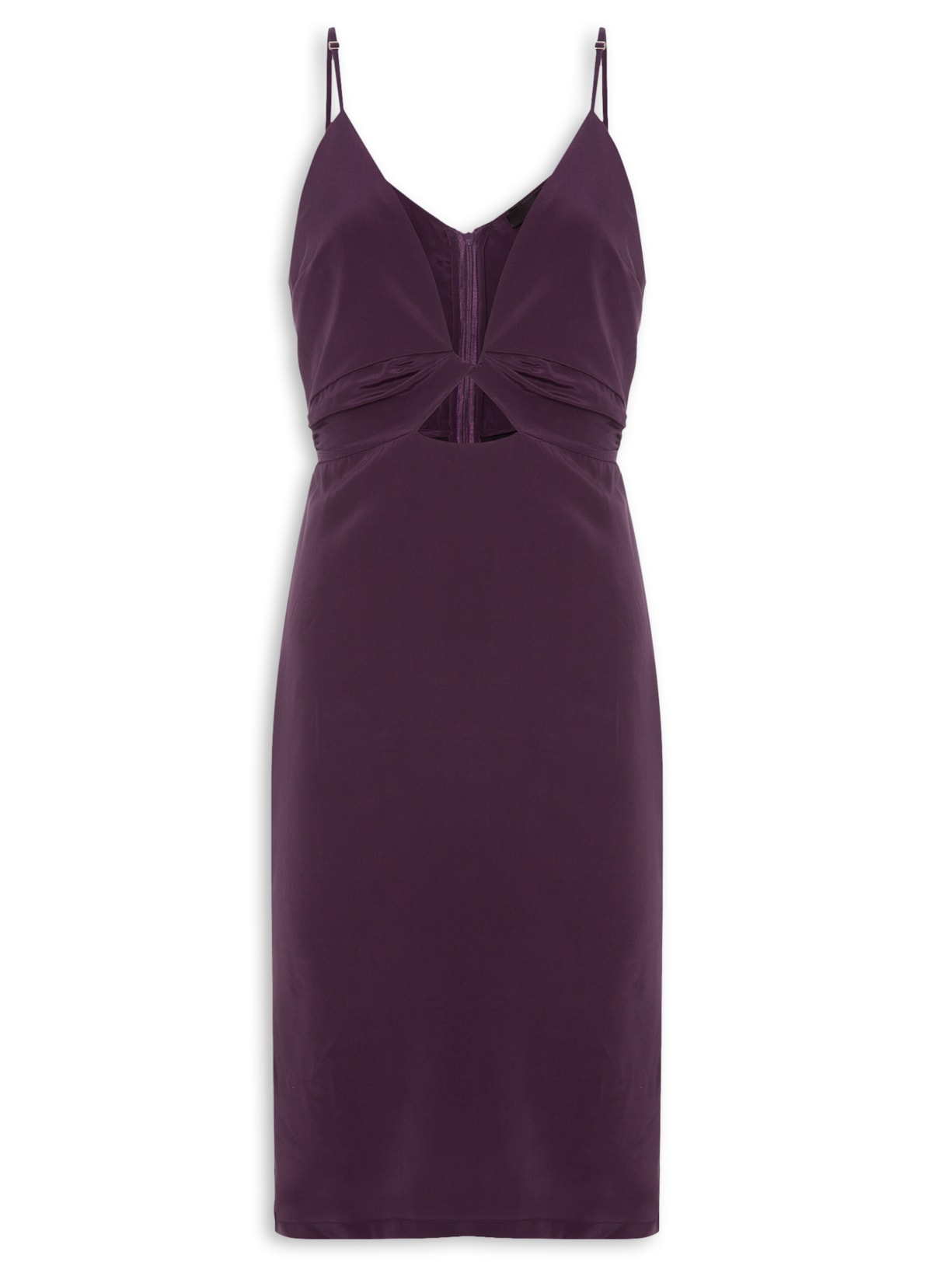 Vestido Com Recorte Seda Pura- Roxo