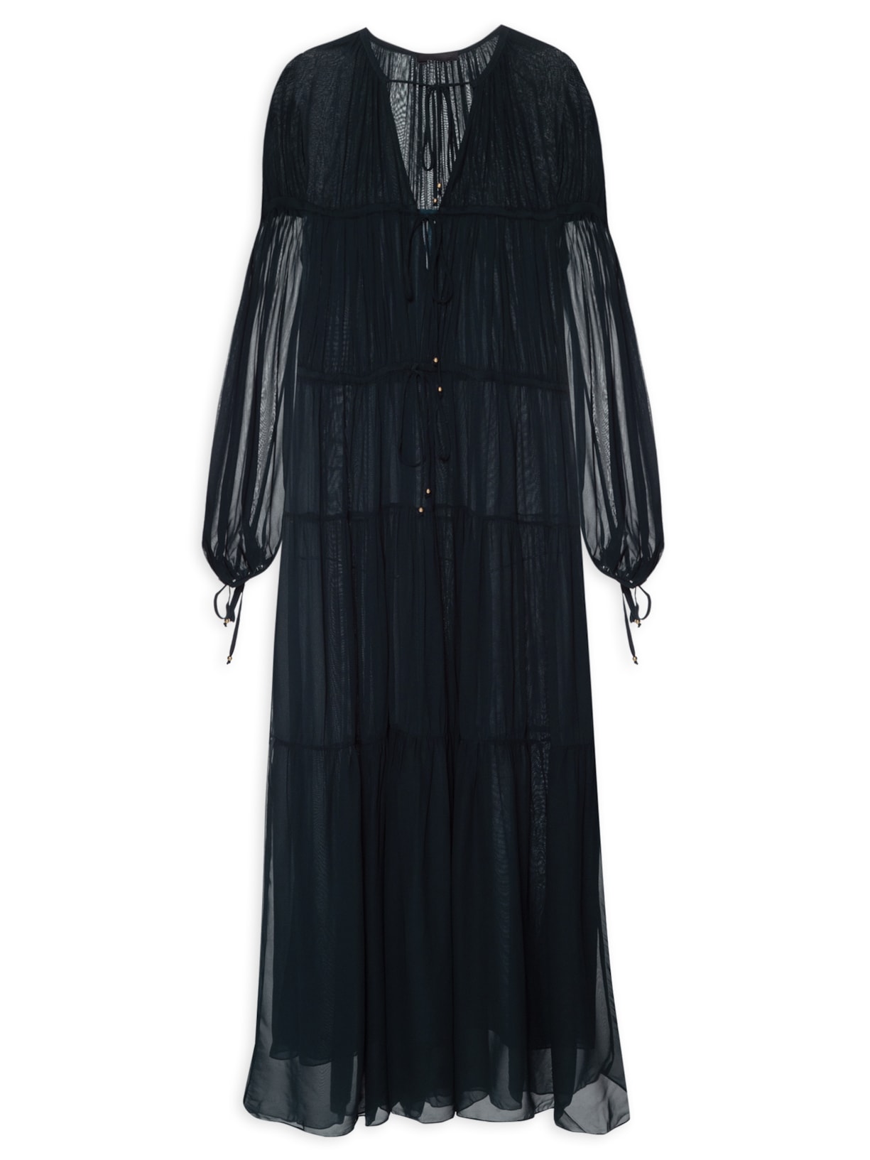 Vestido Com Rolotes - Azul