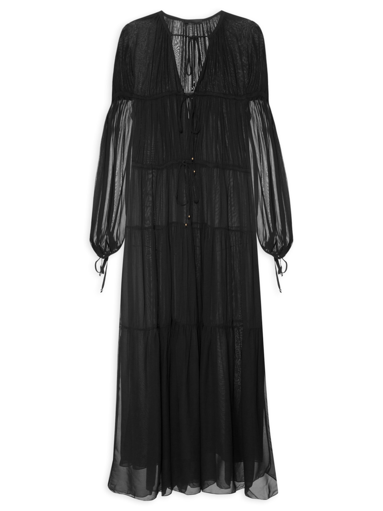 Vestido Com Rolotes - Preto