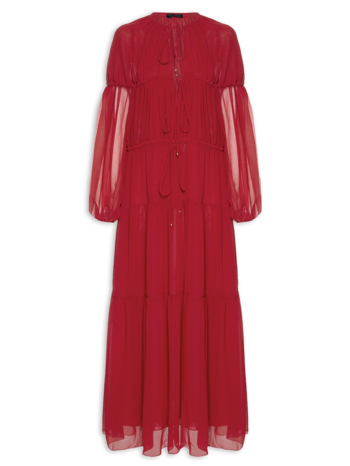 Vestido Com Rolotes - Vermelho