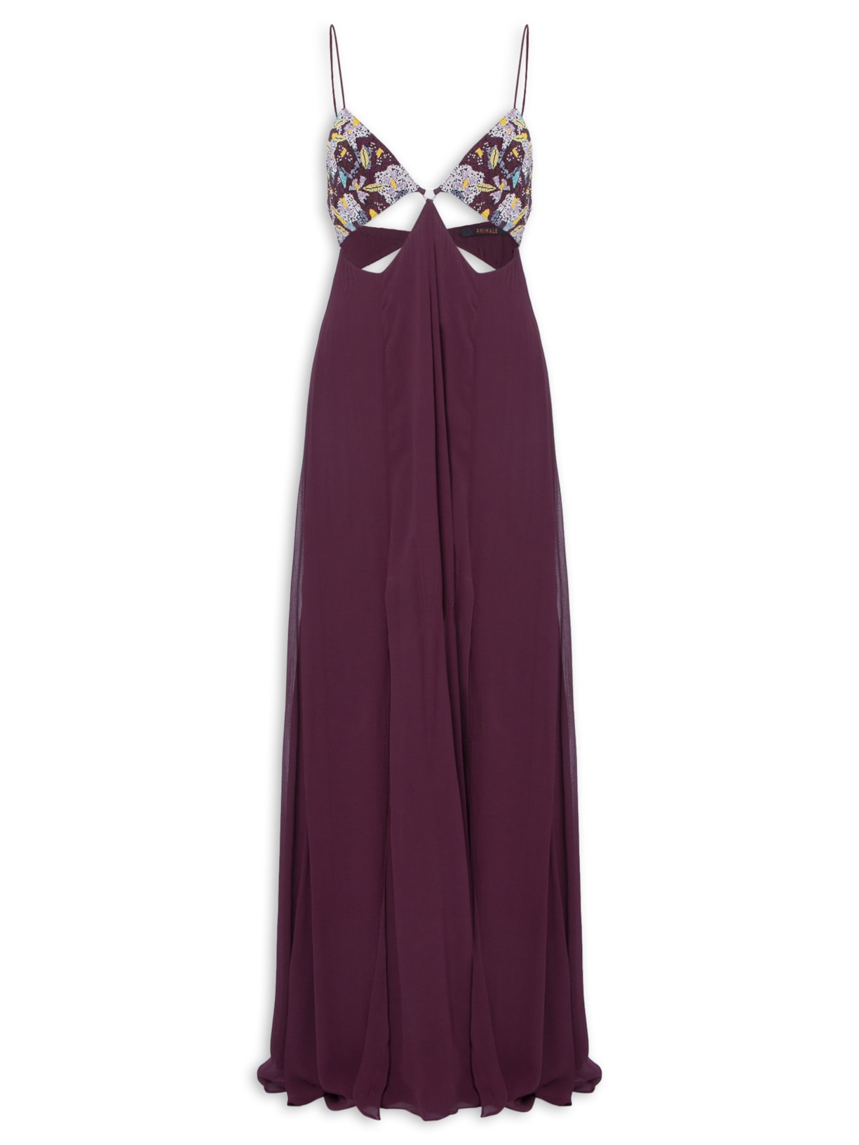 Vestido Com Top Bordado Roxo Animale