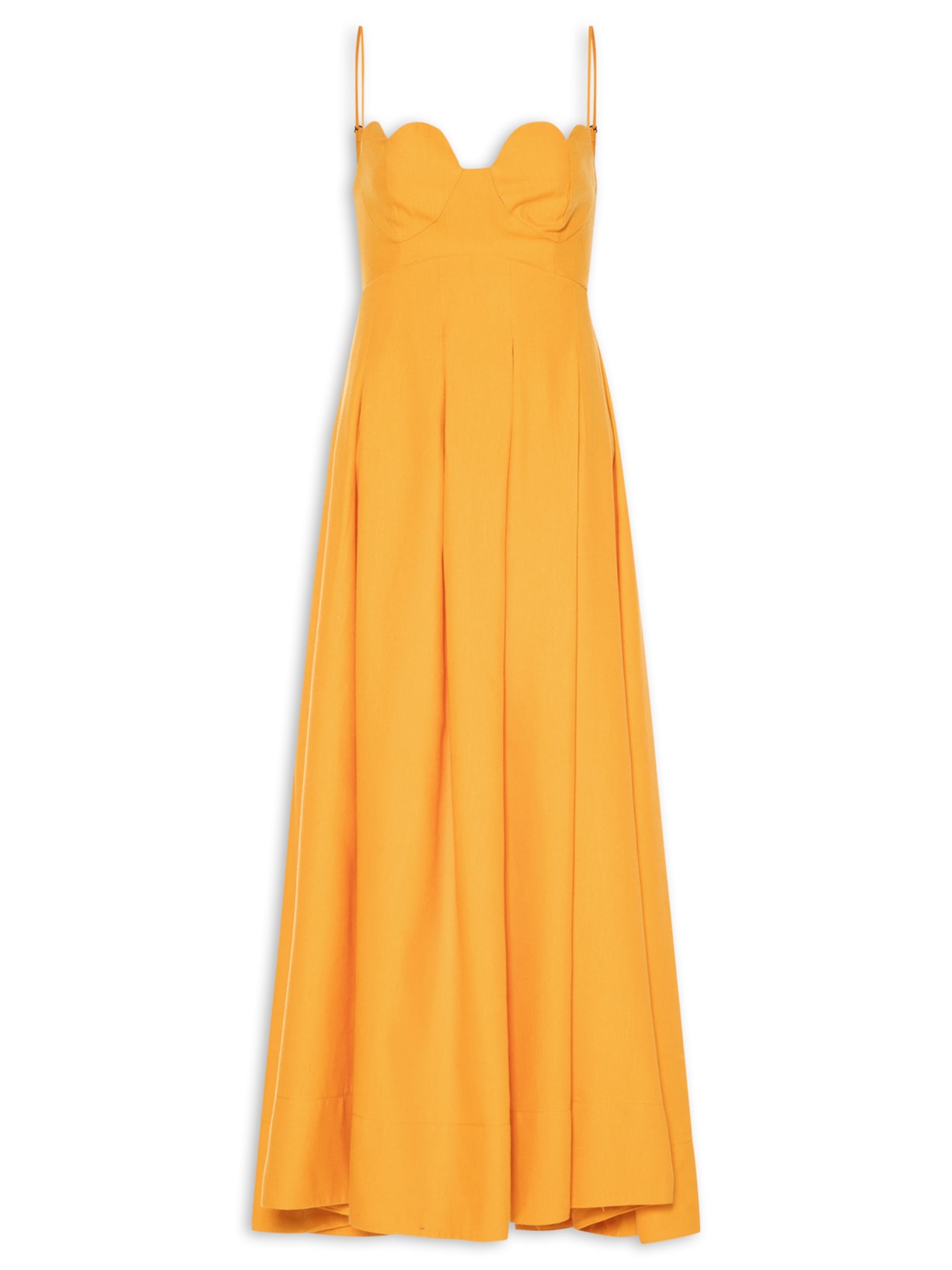 Vestido Coração Pregas Laranja Farm