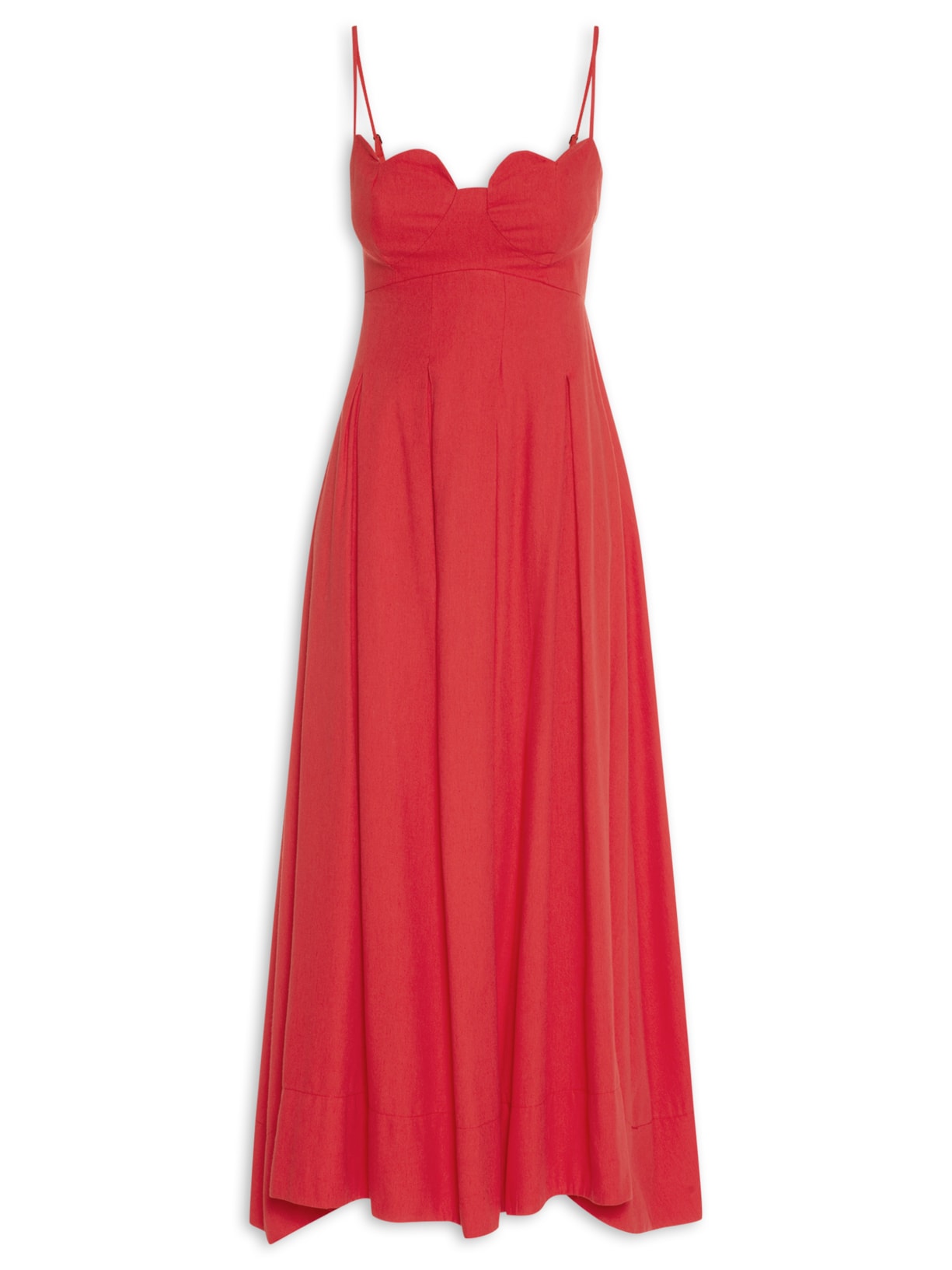 Vestido Coração Pregas - Vermelho