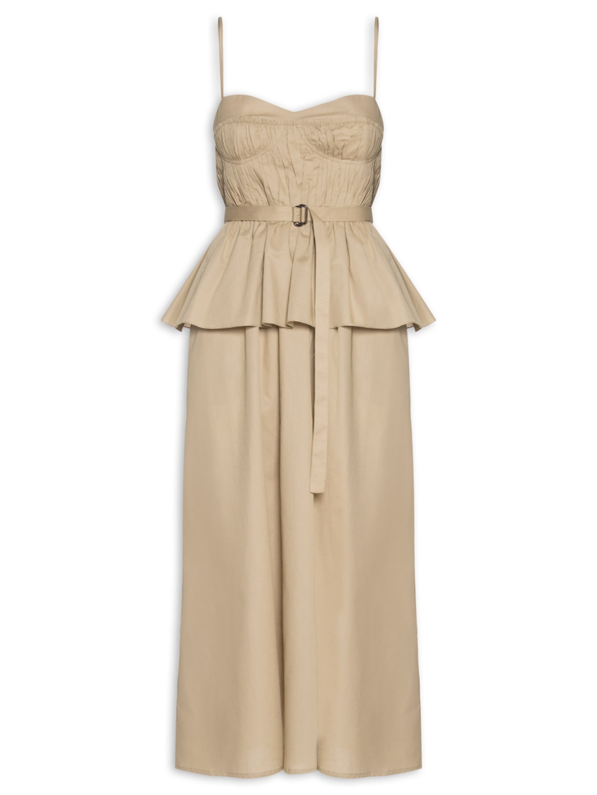 Vestido Corpete Franzido Basque Marrom Andrea Marques