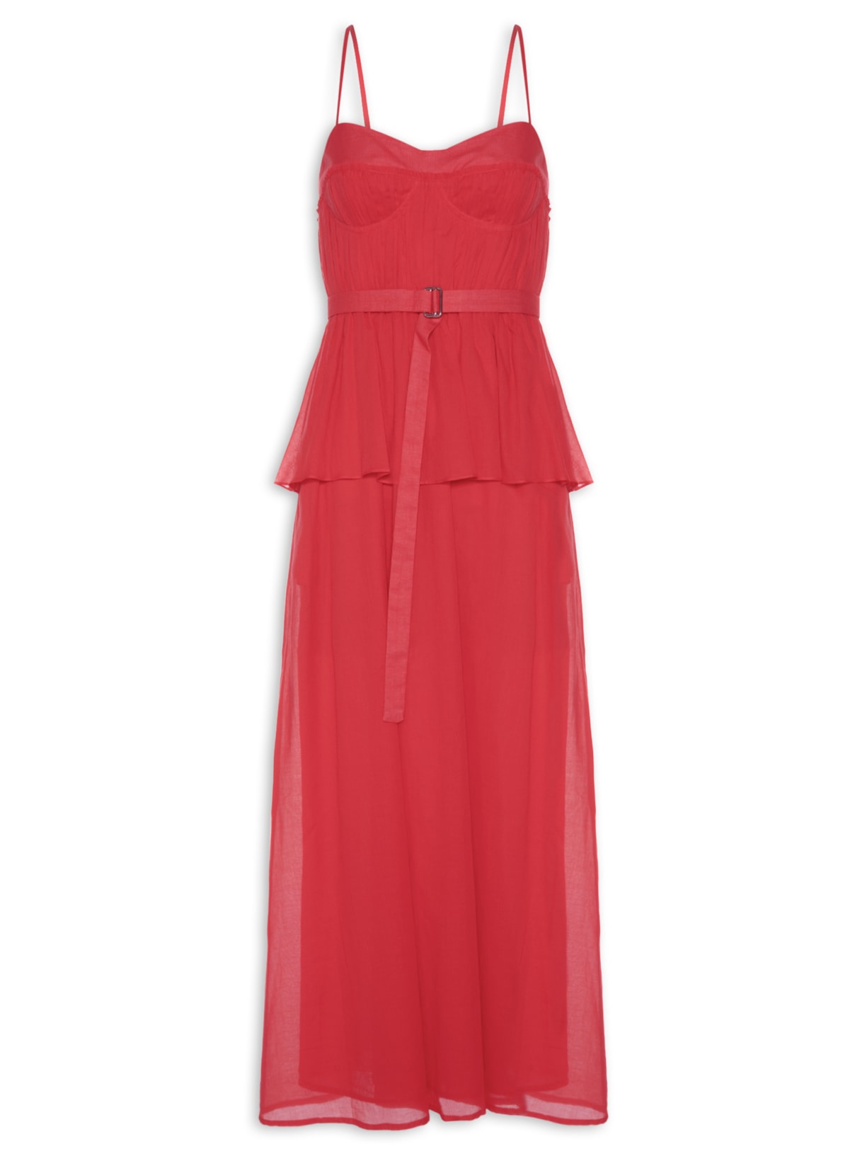 Vestido Corpete Franzido Basque – Vermelho Andrea Marques
