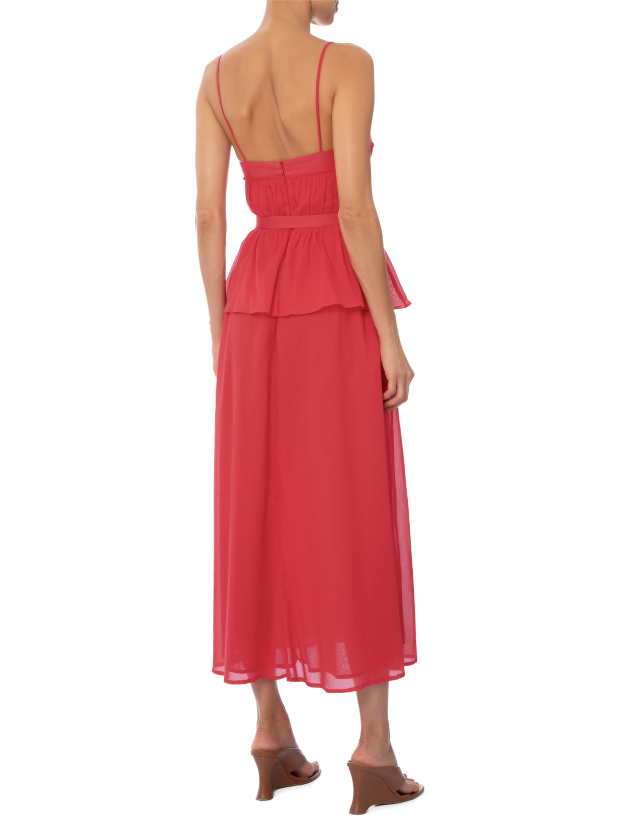 Vestido Corpete Franzido Basque – Vermelho Andrea Marques