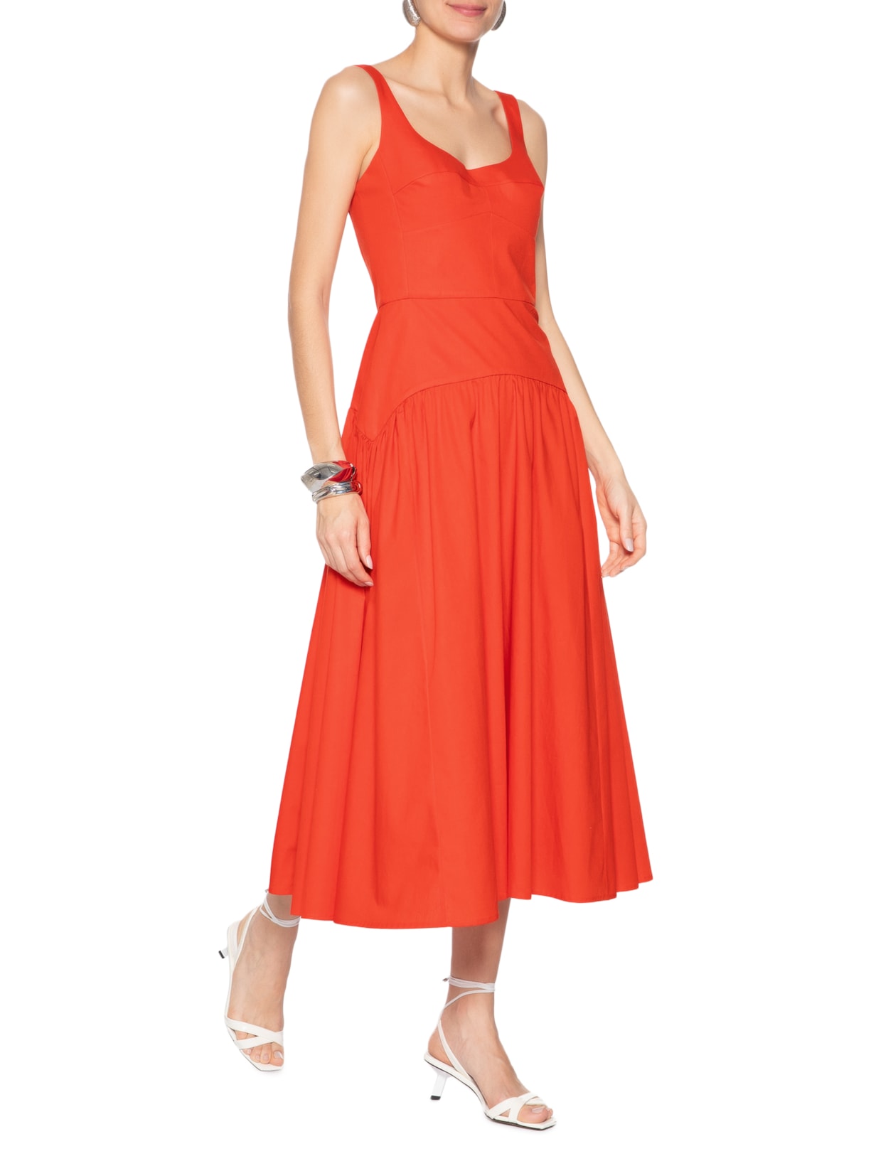 Vestido Corselet Com Alça Saia Franzida Vermelho Andrea Marques