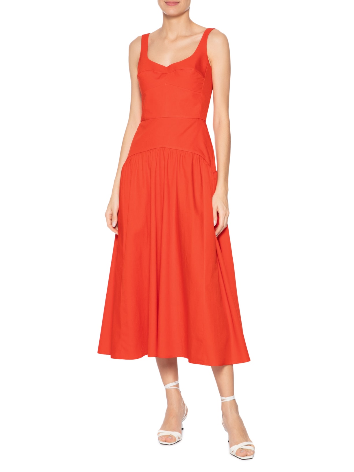 Vestido Corselet Com Alça Saia Franzida Vermelho Andrea Marques