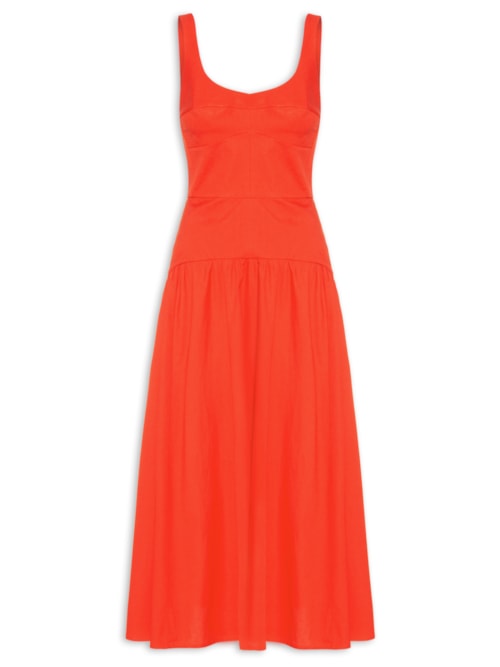 Vestido Corselet Com Alça Saia Franzida - Vermelho