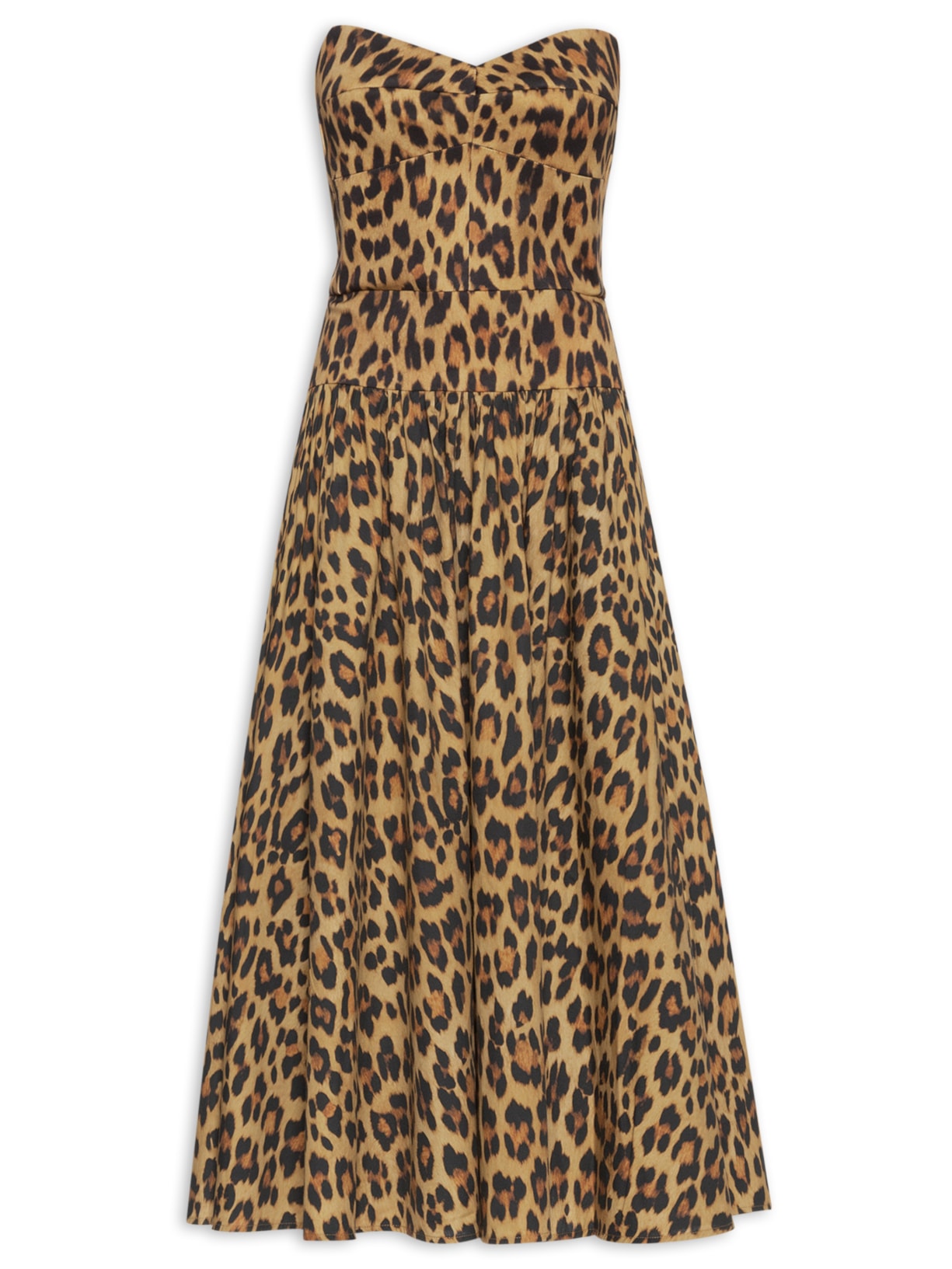 Vestido Corselet Saia Franzida - Animal Print