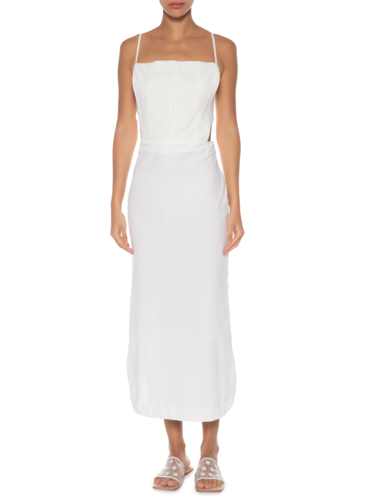 Vestido Corselet Vazado Branco Farm