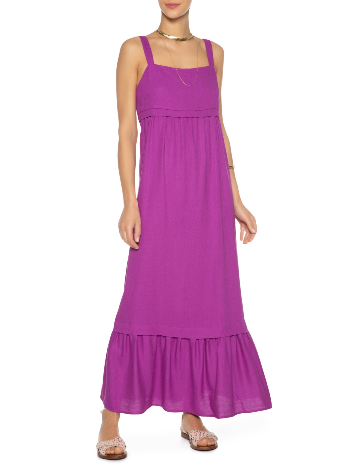 Vestido Costas Amarração Rosa Maria Filó