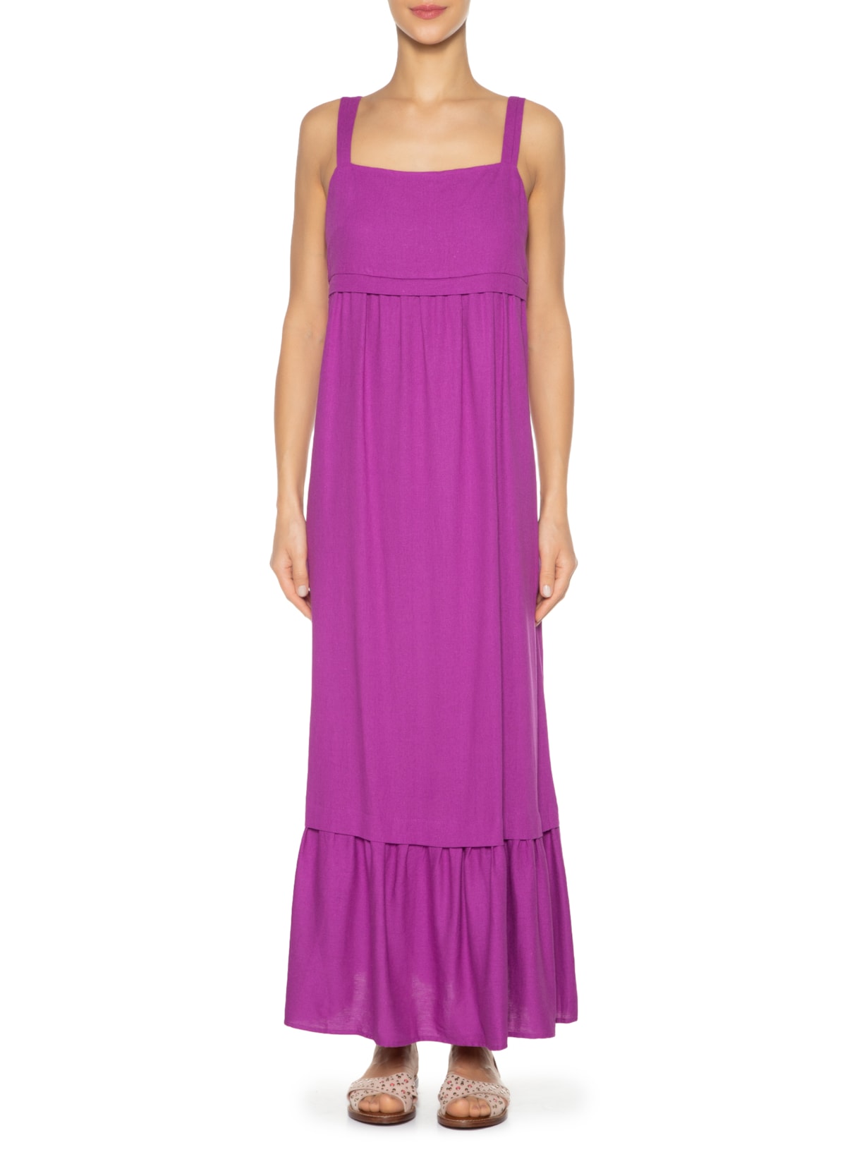 Vestido Costas Amarração Rosa Maria Filó