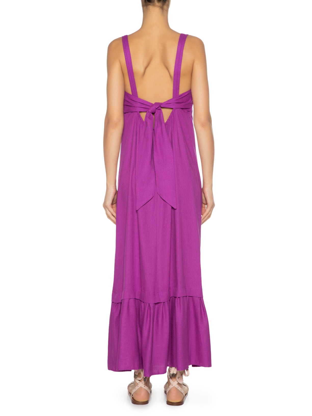 Vestido Costas Amarração Rosa Maria Filó
