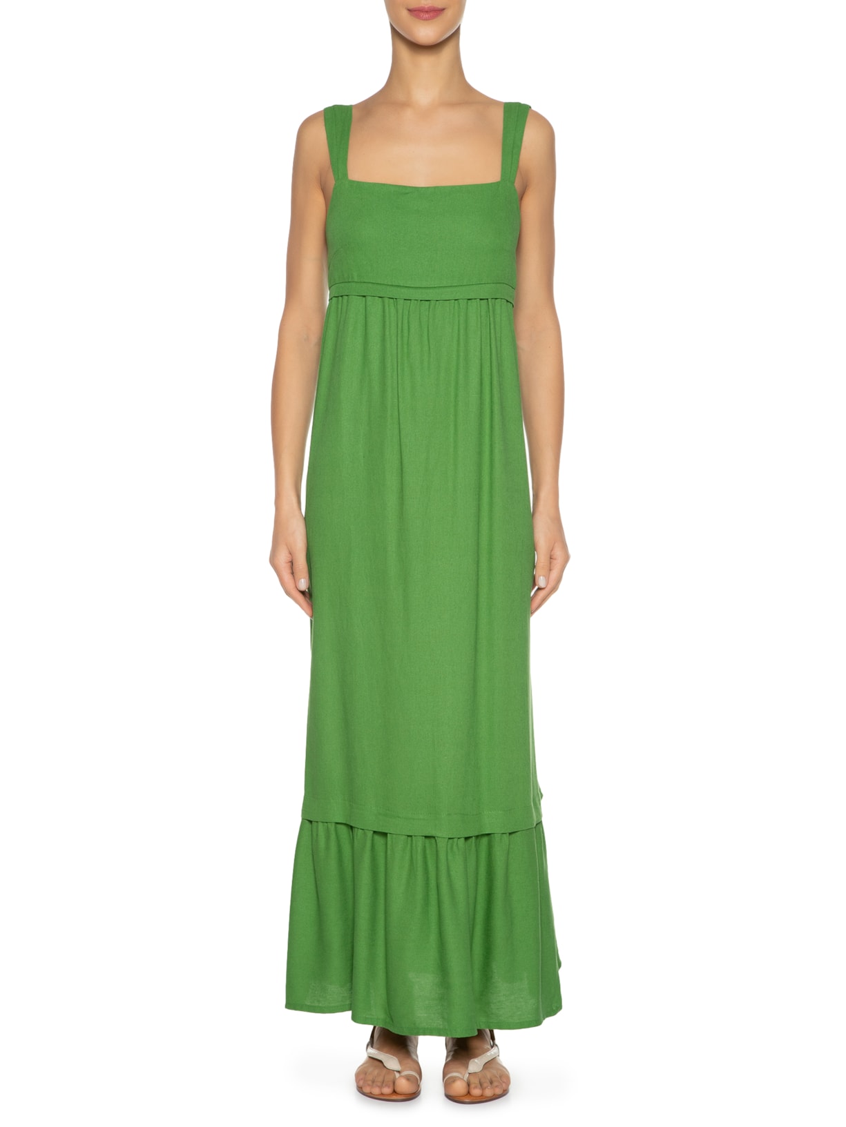 Vestido Costas Amarração Verde Maria Filó