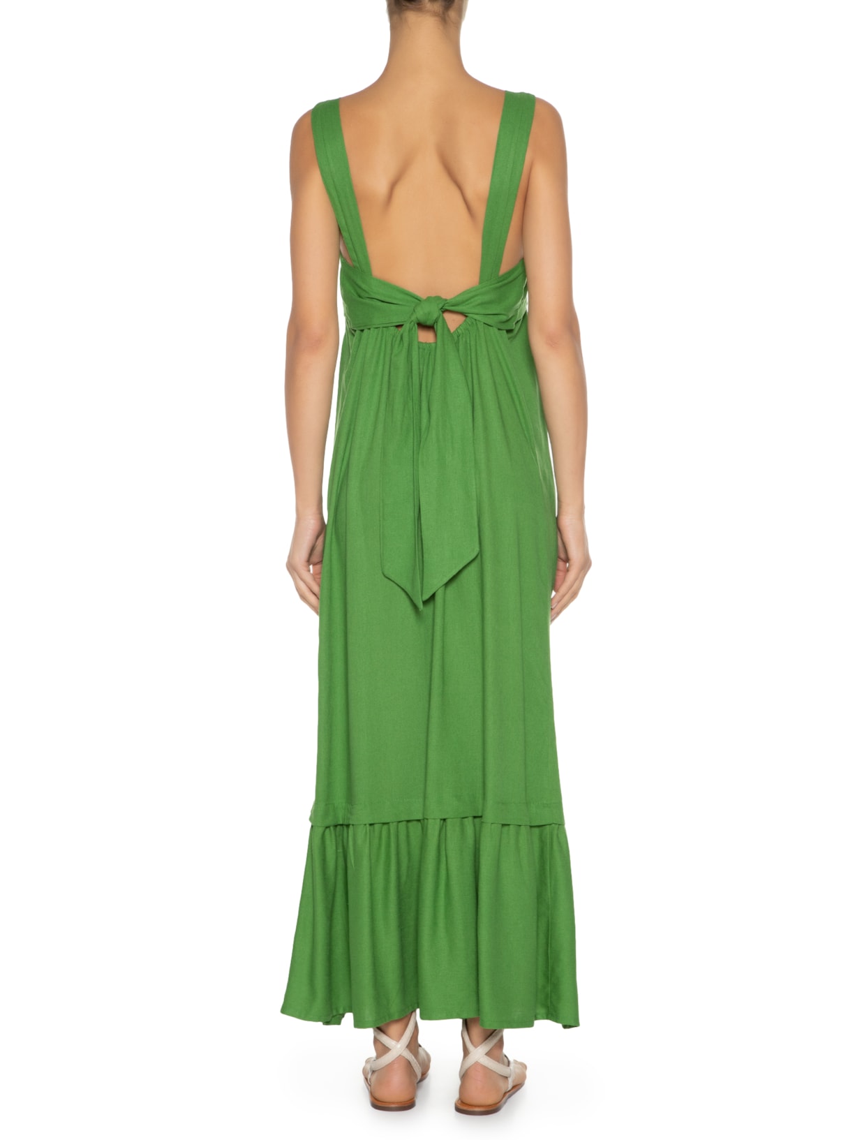 Vestido Costas Amarração Verde Maria Filó
