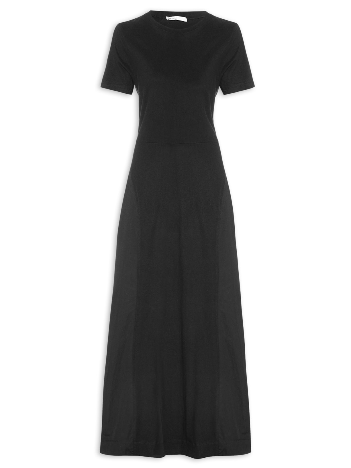 Vestido Costas Franzido - Preto