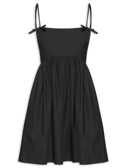 Vestido Cotton Poplin Strap - Preto