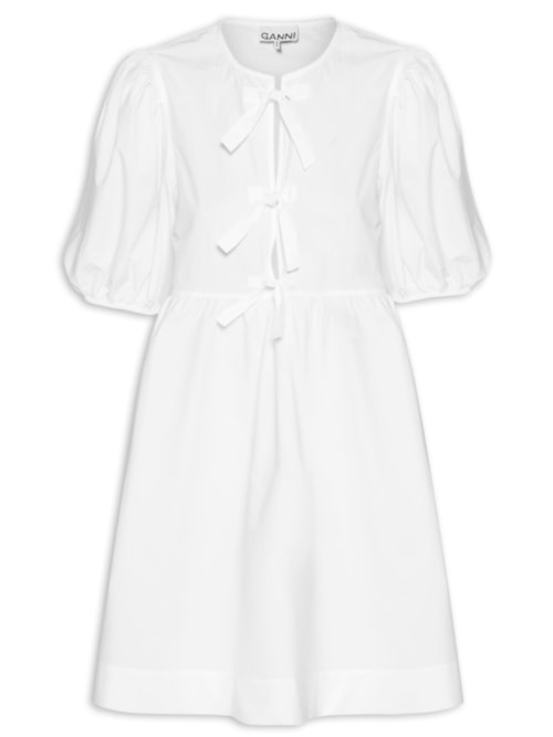 Vestido Cotton Poplin Tie String Mini Dress - Branco