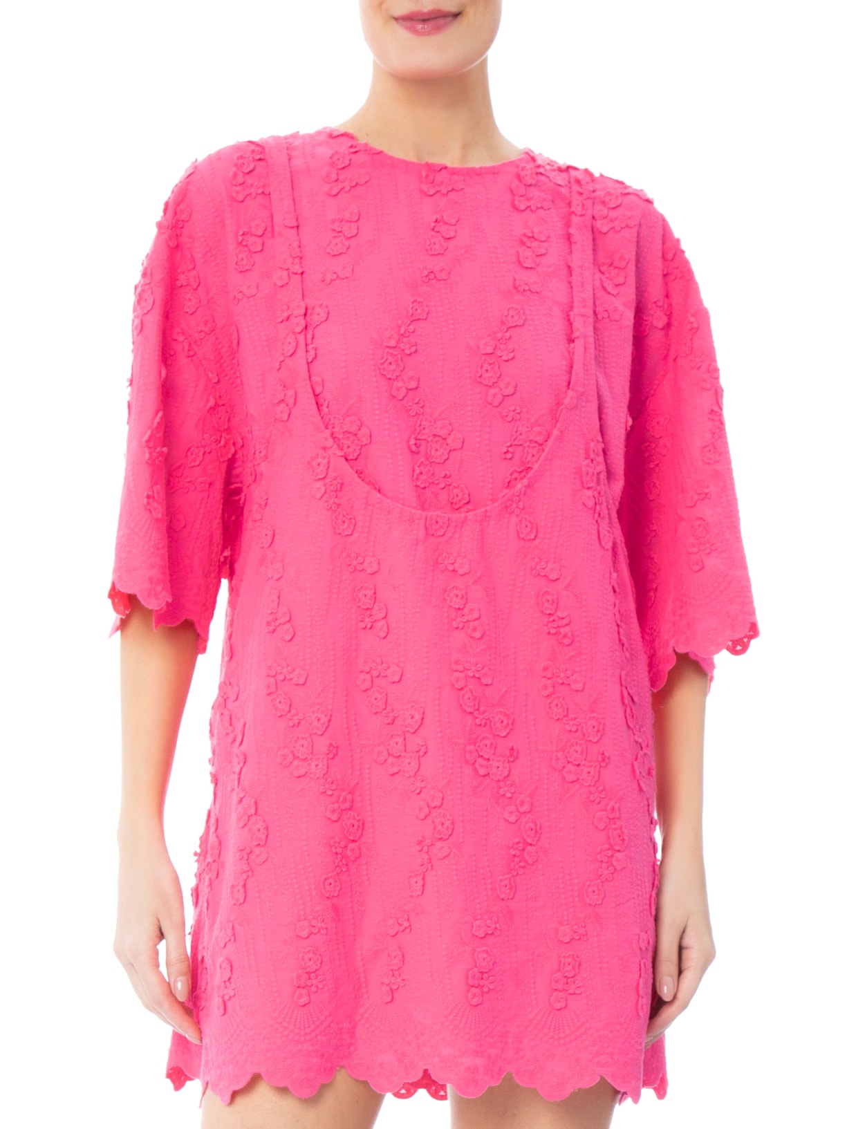 Vestido Cotton Raminho Rosa Paula Raia