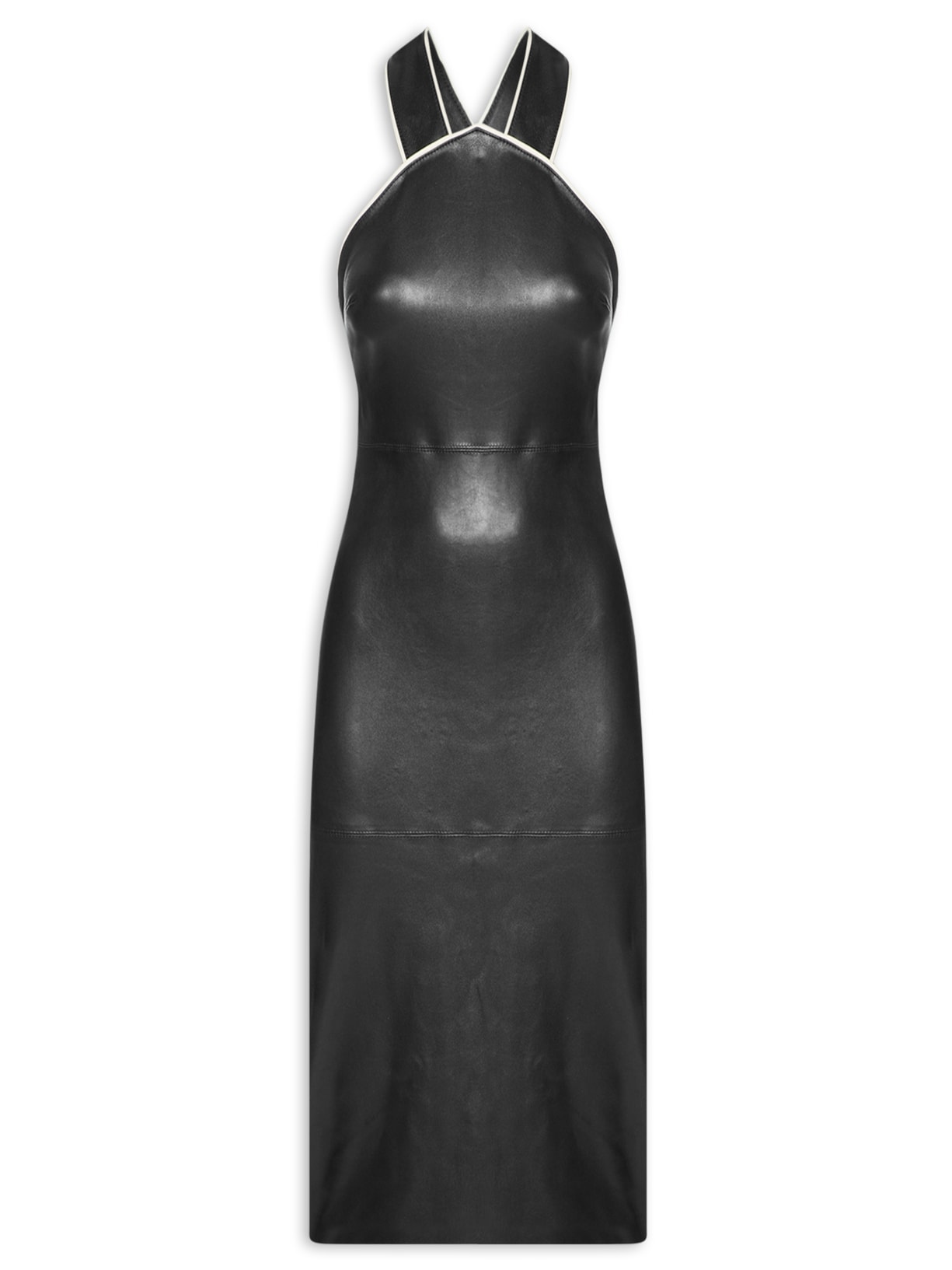 Vestido Couro Stretch Midi Vivo - Preto