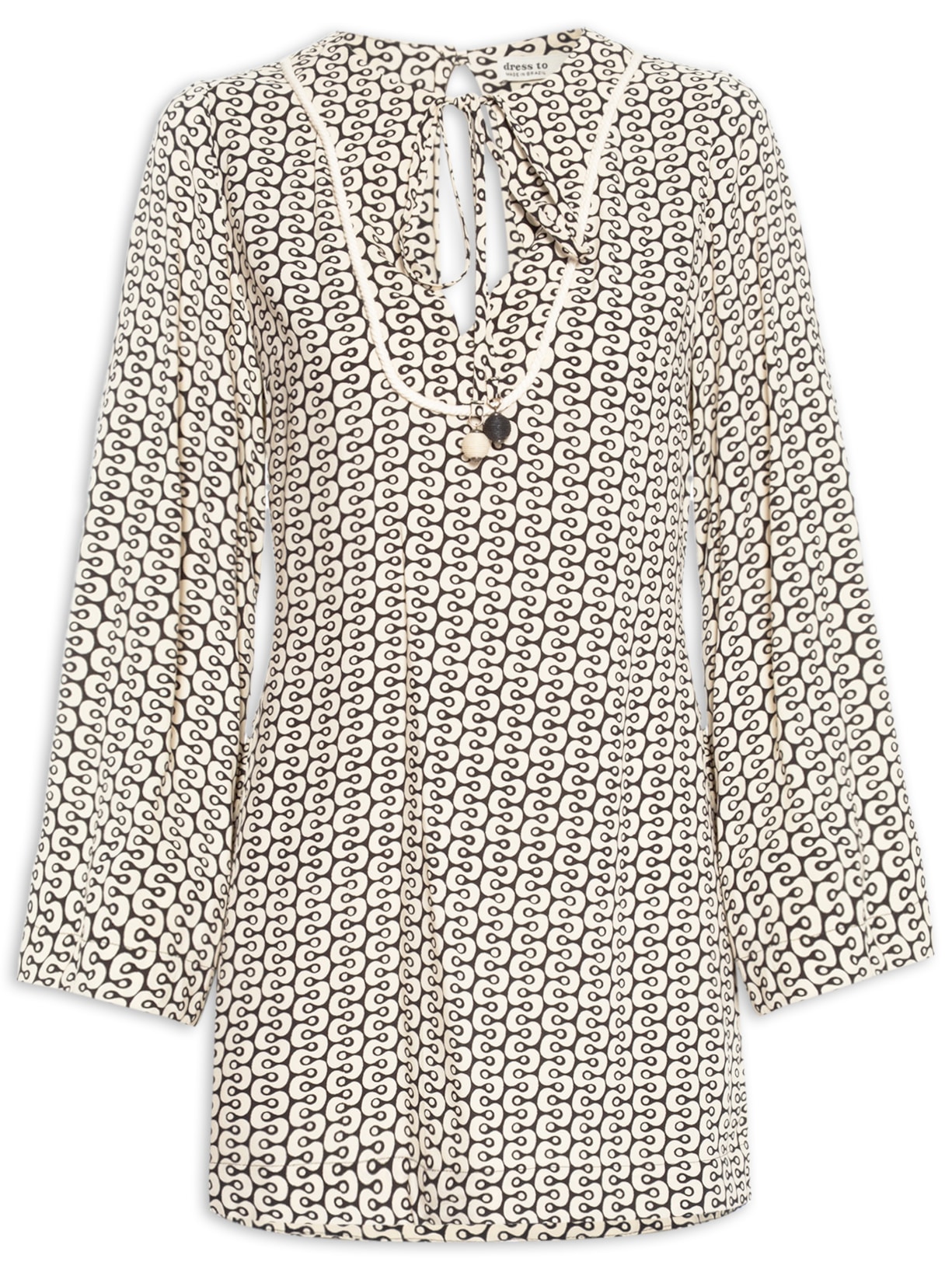 Vestido Crepe Estampa Ipanema - Preto