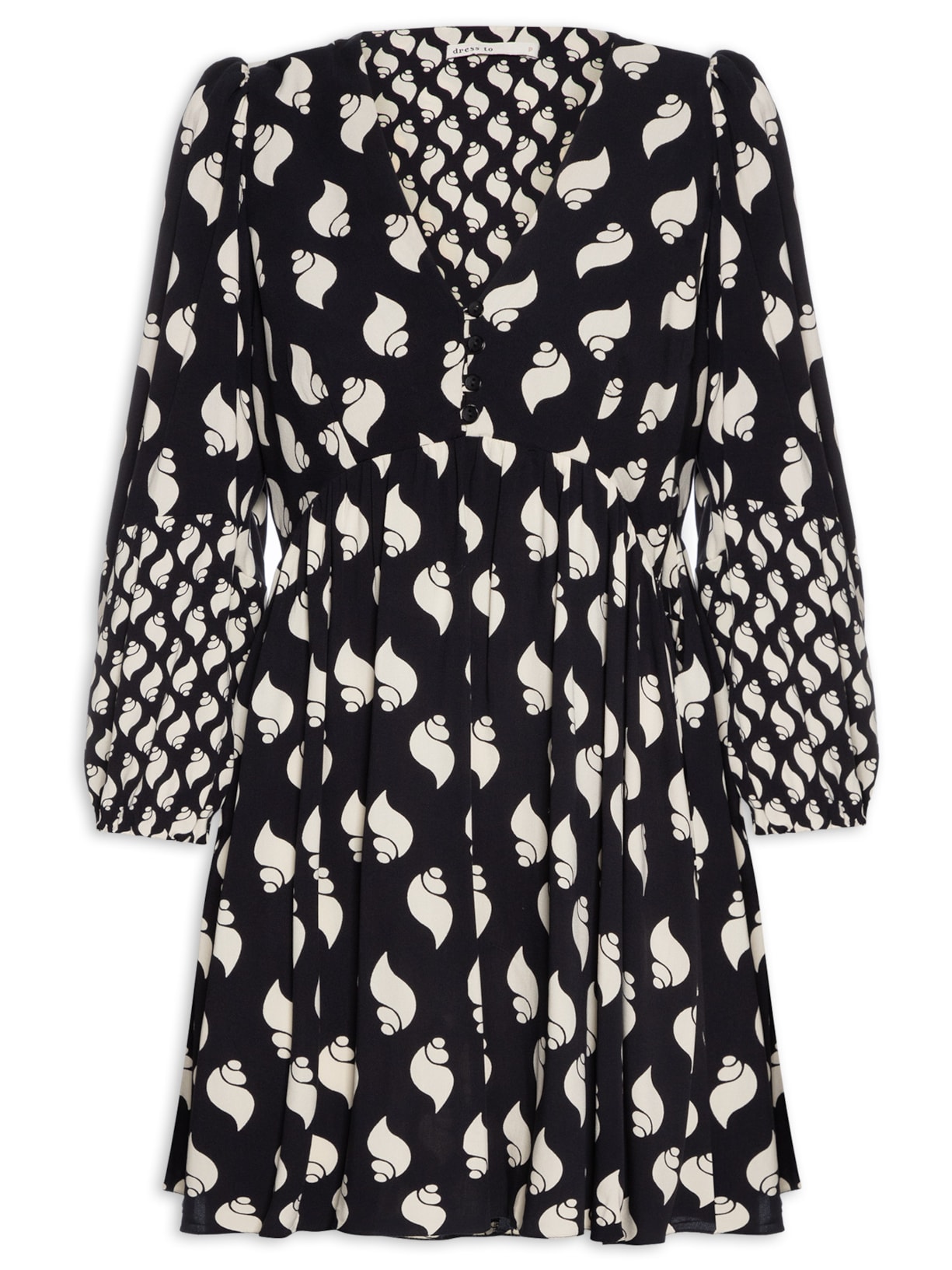 Vestido Crepe Estampa Litoränea - Preto