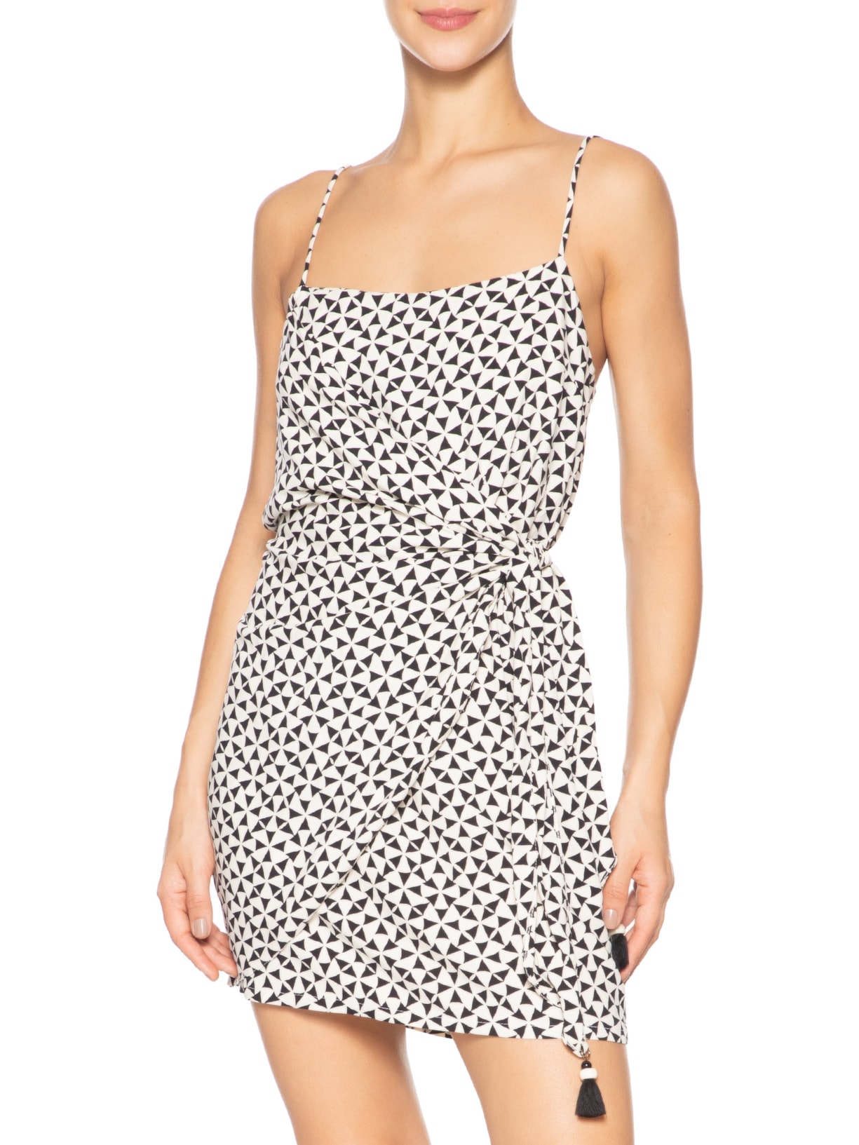 Vestido Crepe Estampa Vento Preto Dress To