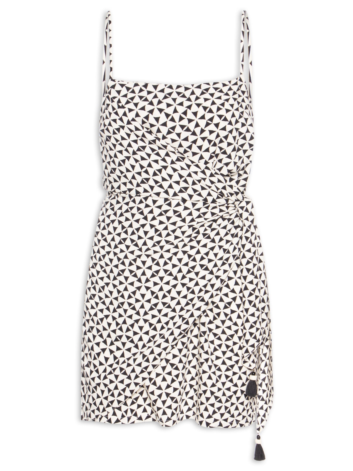 Vestido Crepe Estampa Vento - Preto