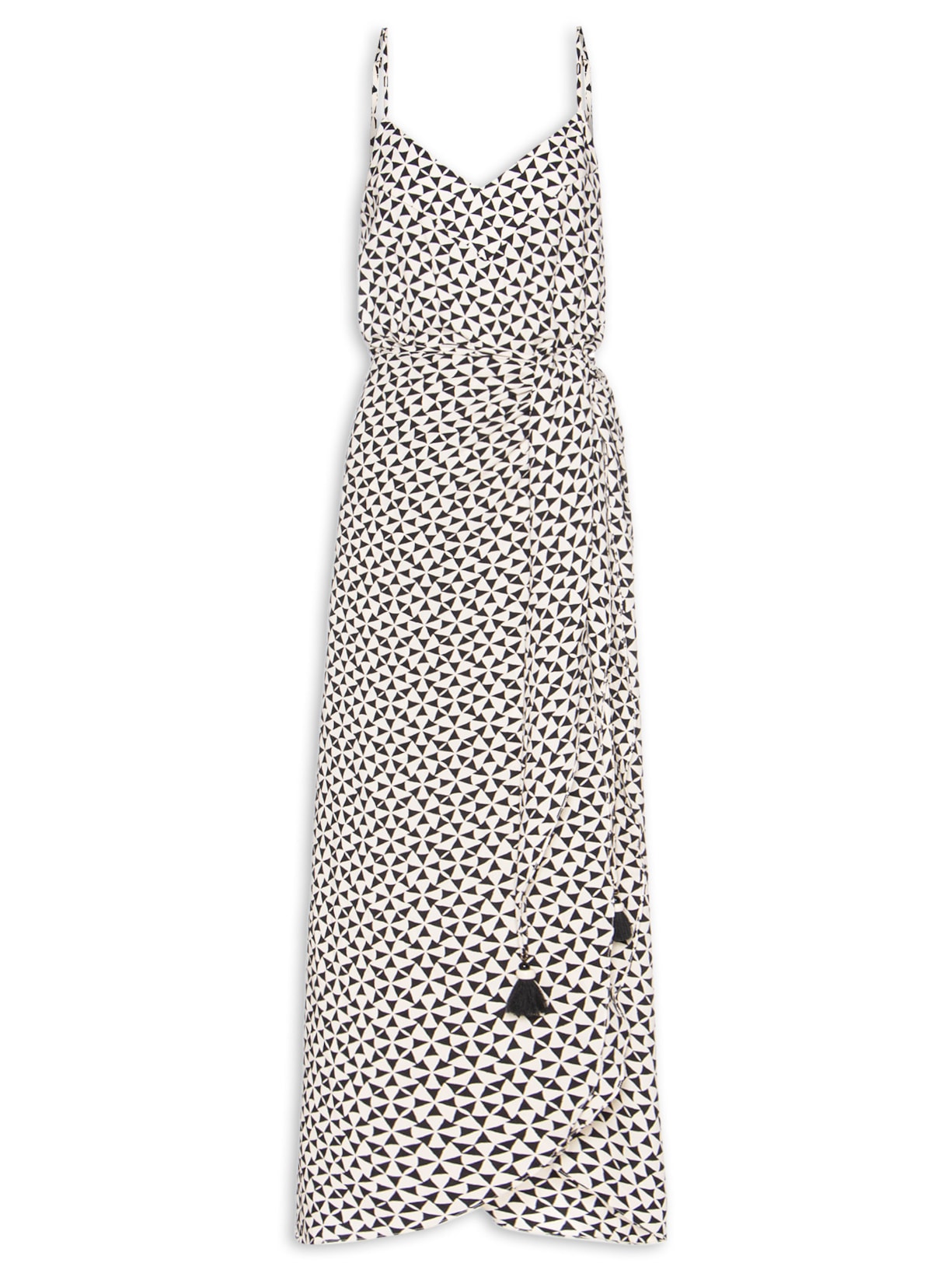 Vestido Crepe Estampa Vento Preto Dress To