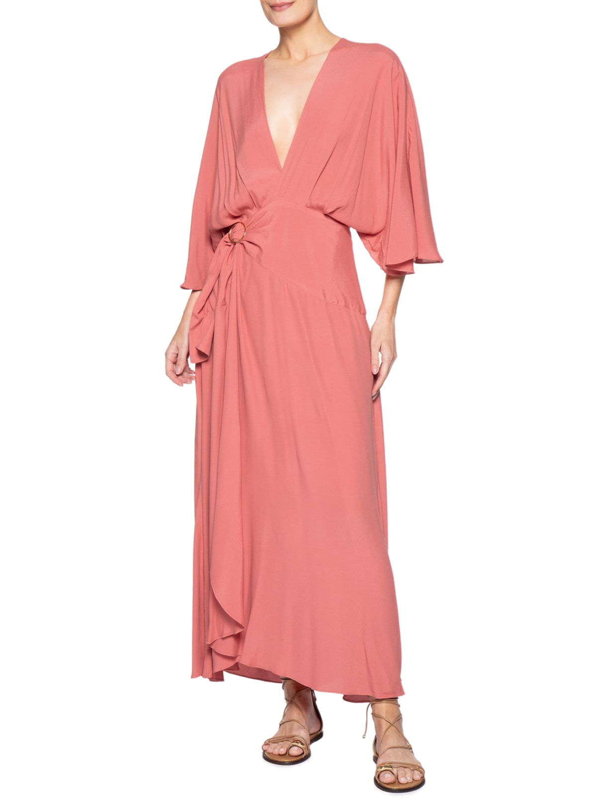 Vestido Crepe Fivela Rosa Dress To