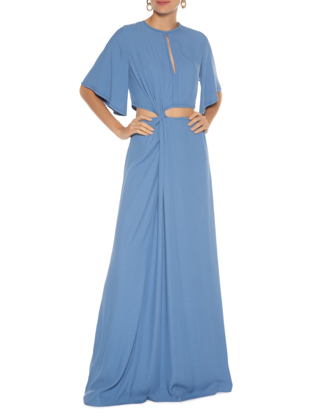 Vestido Crepe Liquido Yana Azul Nk