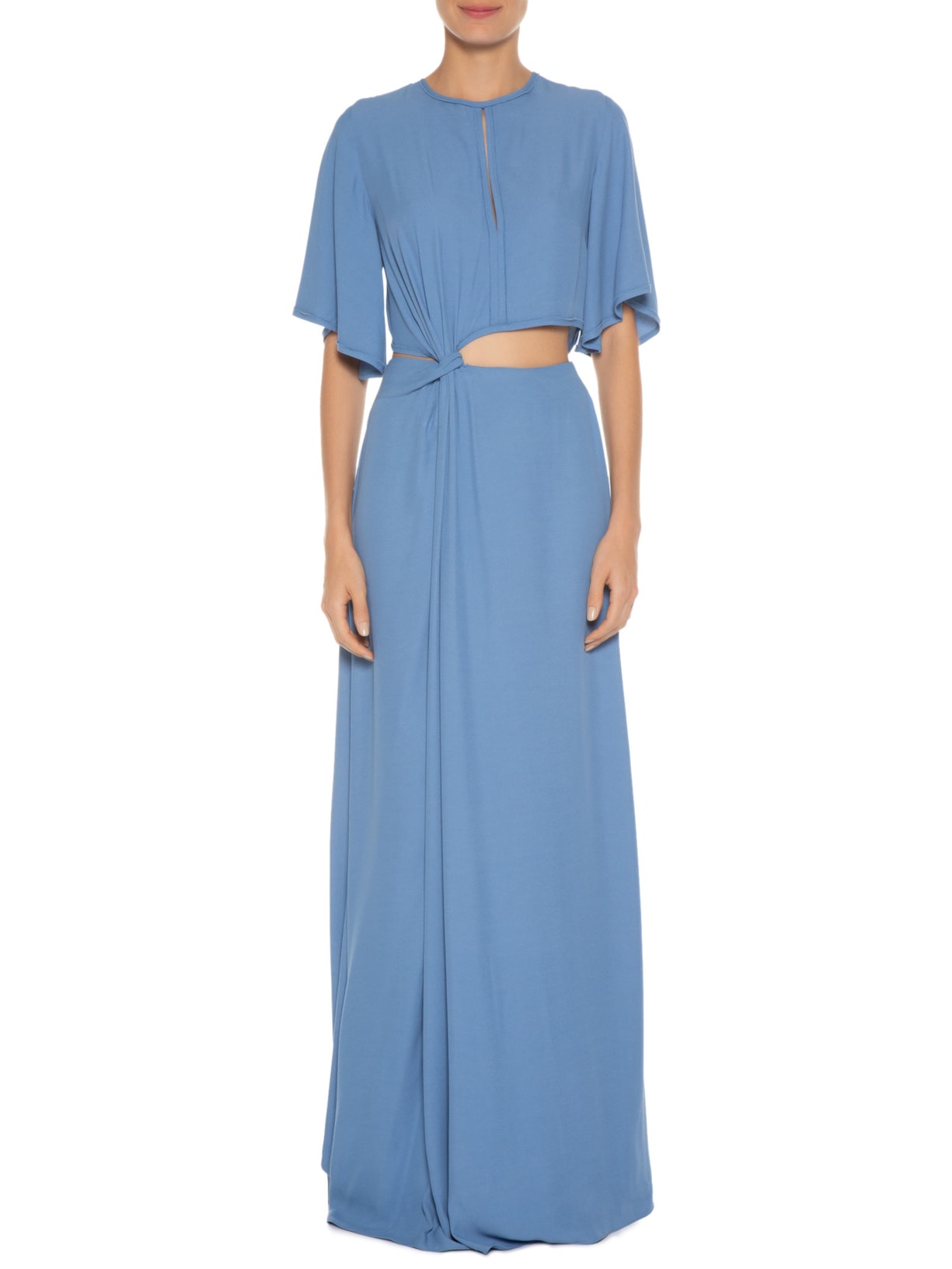 Vestido Crepe Liquido Yana Azul Nk