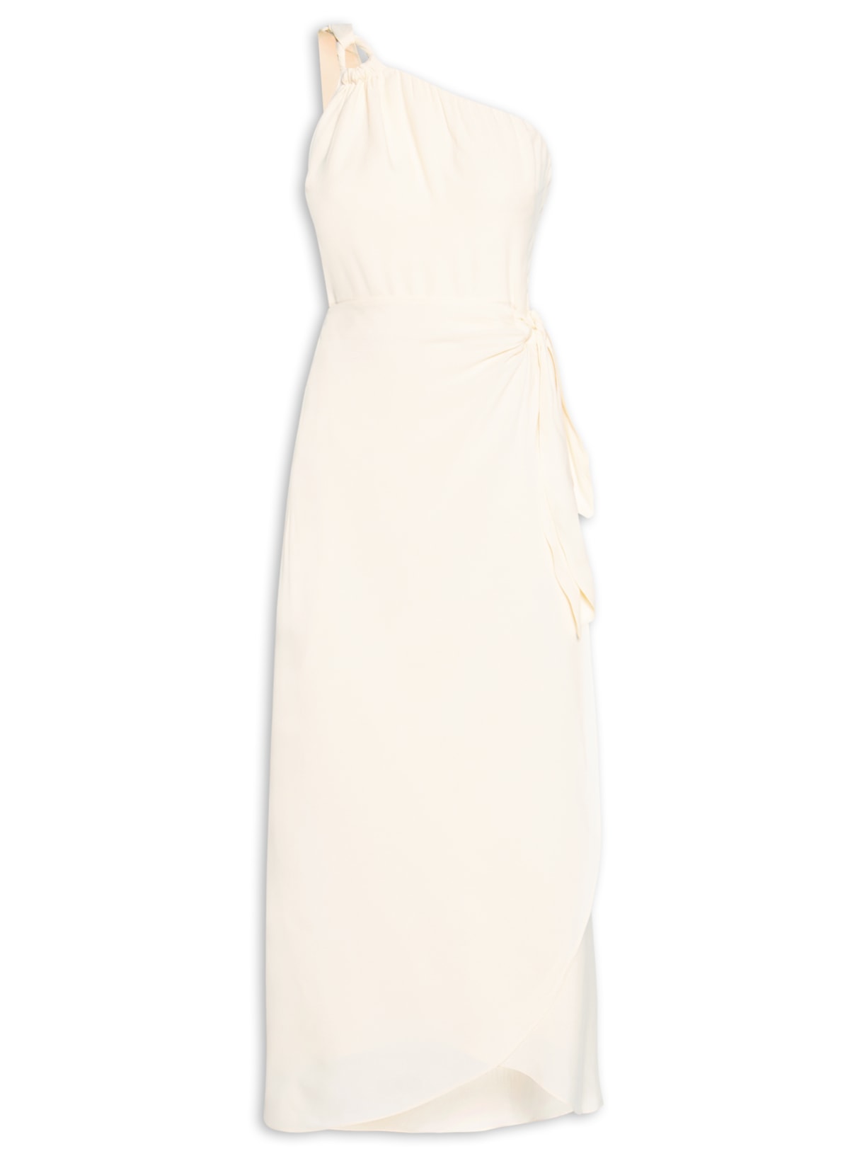 Vestido Crepe Longo Pareô Bege Dress To