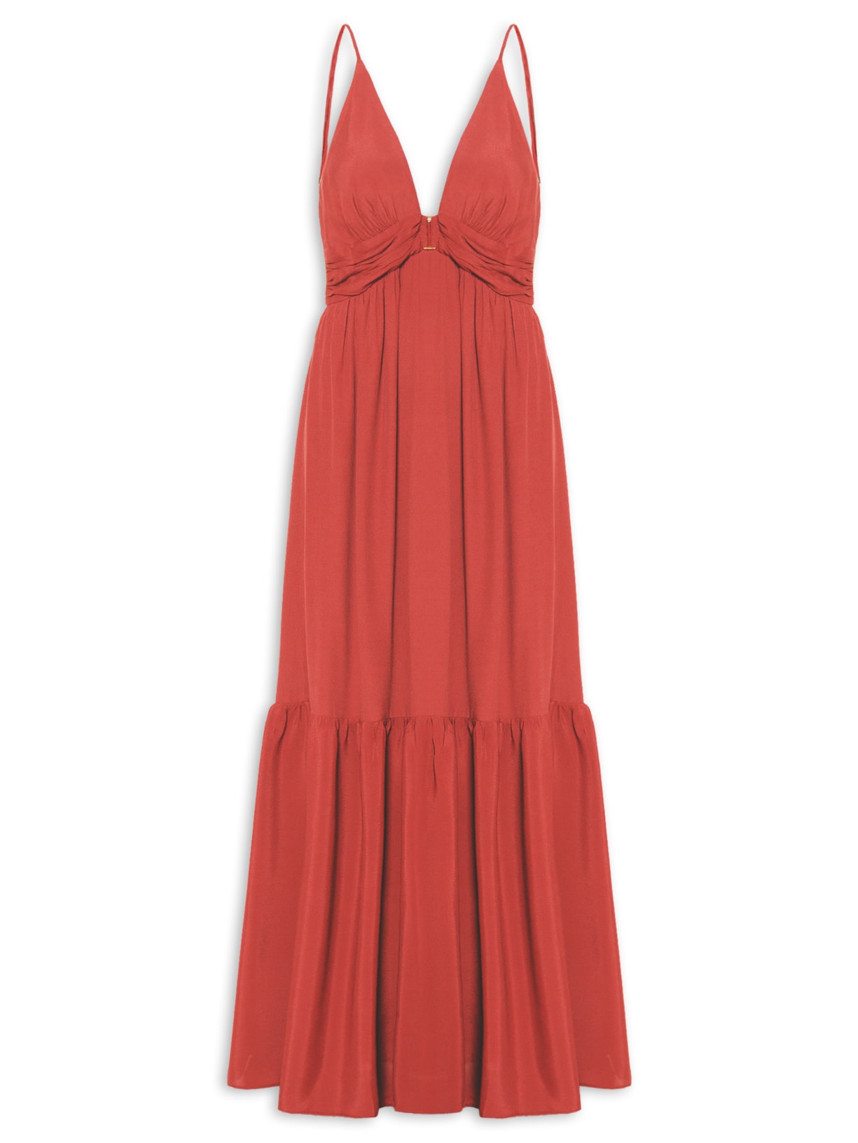 Vestido Crepe Metal Decote - Vermelho