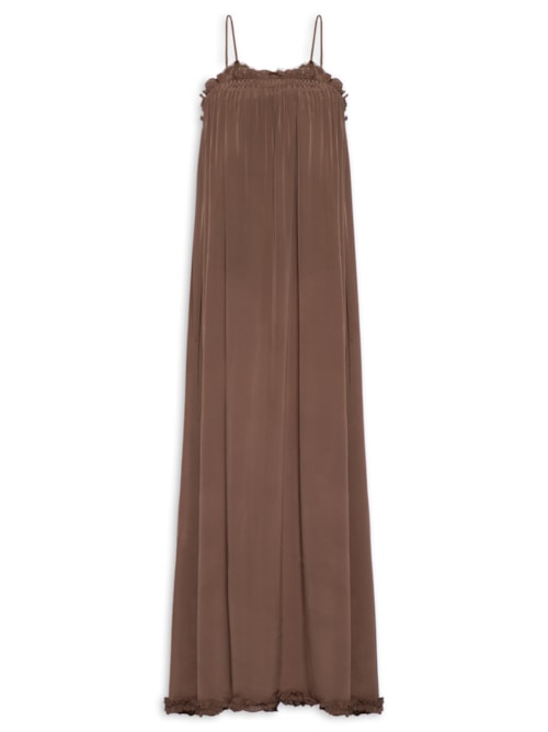 Vestido Crepe Pluma - Marrom