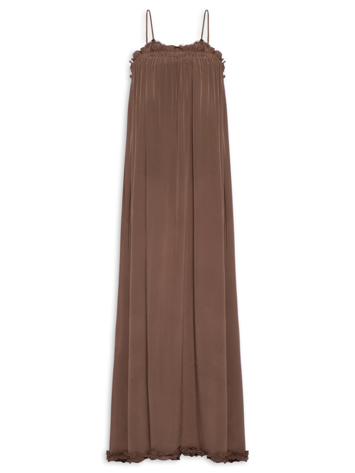 Vestido Crepe Pluma Marrom Paula Raia