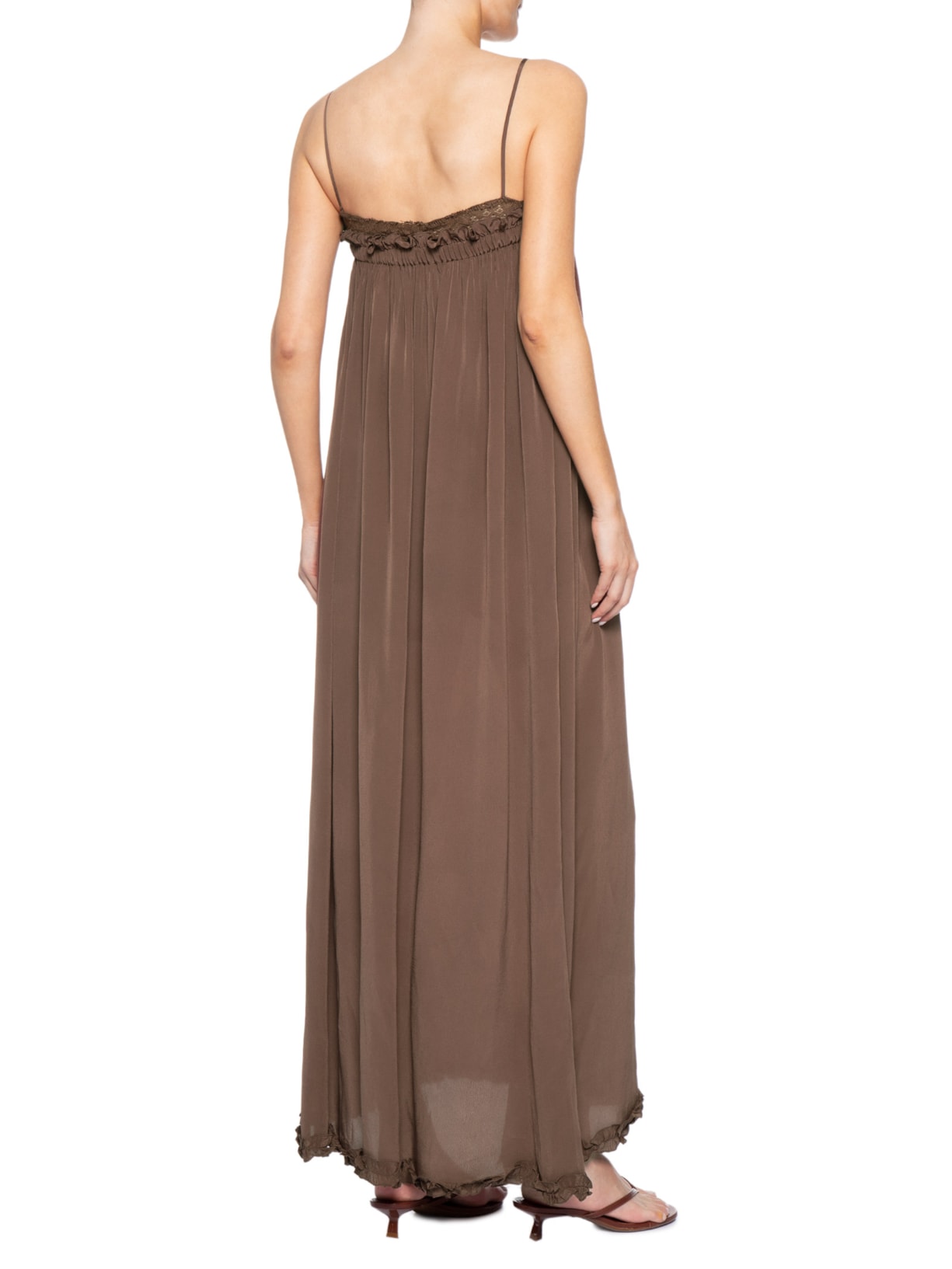 Vestido Crepe Pluma Marrom Paula Raia